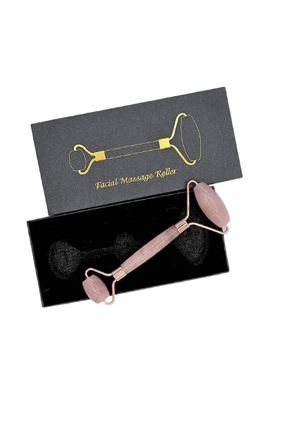 Rose Quartz Facial Roller for Skin Care - Anti-Aging & Puffiness Reduction | Perfect for Men & Women | Use for Gua Sha, Lymphatic Drainage & Daily Skincare Routine