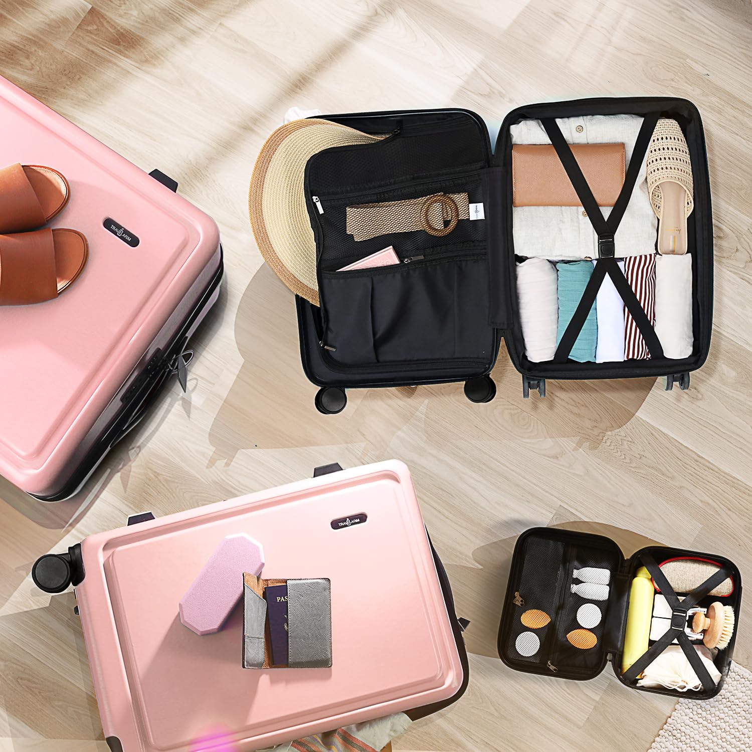 4-Piece Hard Shell Spinner Luggage Set with TSA Lock - Expandable Large Suitcases for Travel (Pink) - Perfect for Family Vacations, Business Trips & International Travel