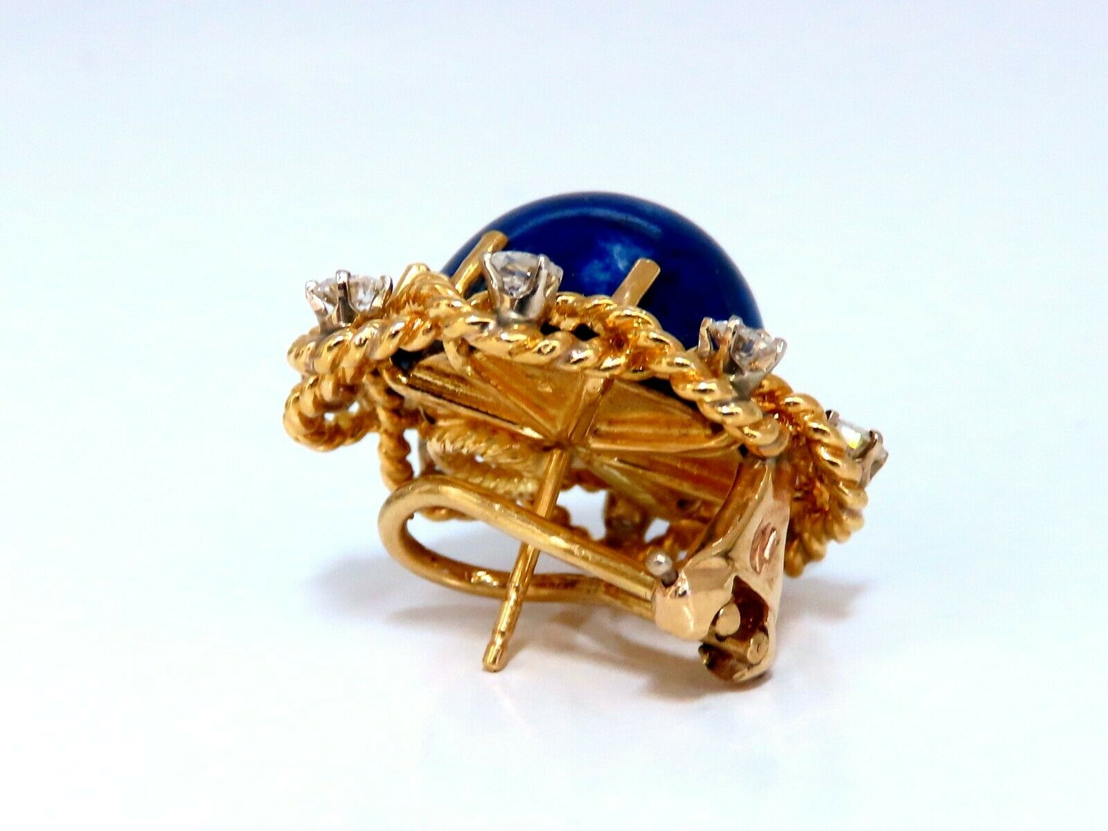 GIA Certified Natural Lapis Lazuli Diamond Stud Earrings & Ring Set in 18K Gold - Perfect for Weddings, Anniversaries & Special Occasions