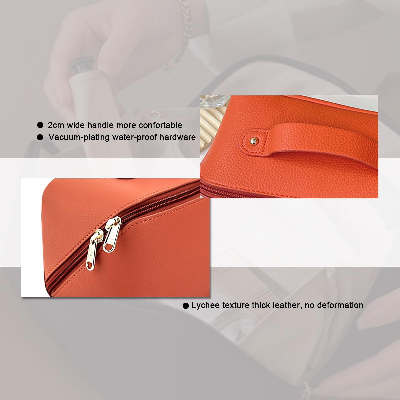 REWMET Flat Lay Pillow Makeup Bag - Large Capacity Travel Cosmetic Organizer with Multiple Compartments | Waterproof Makeup Storage Pouch for Women | Perfect for Travel, Gym & Daily Use (Orange, Solid Color)