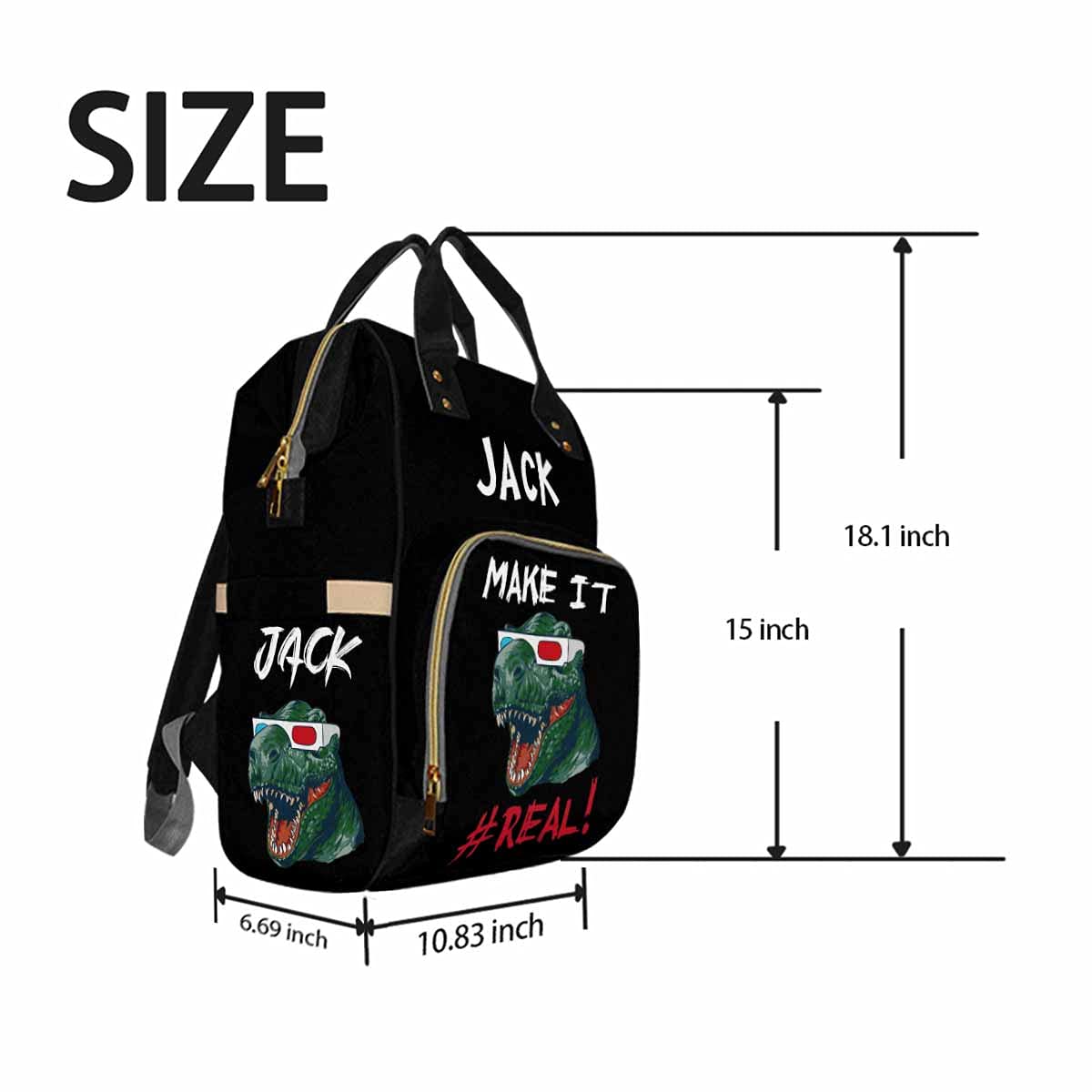 **Personalized Dinosaur Diaper Backpack for Baby Boys & Girls - Custom Name & Monogram, Waterproof Multifunctional Travel Daypack - Perfect Gift for Parents, Ideal for Daycare, Travel & Outings**