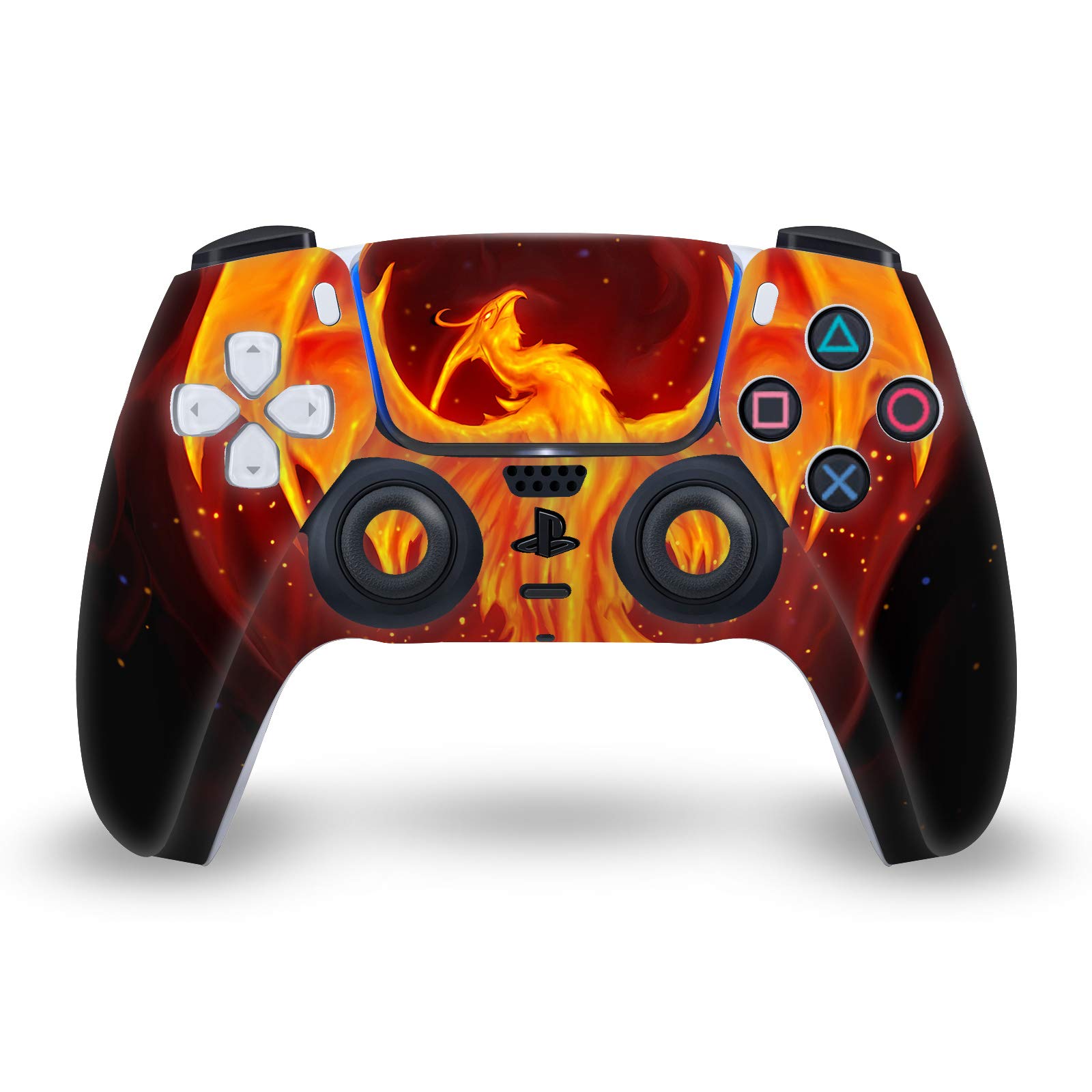 Official Christos Karapanos Phoenix Dragon Mix Art Vinyl Sticker for PS5 & DualSense Controller - Premium Gaming Skin Compatible with PlayStation 5 Slim & Digital Edition - Perfect for Gaming Setups & Console Customization