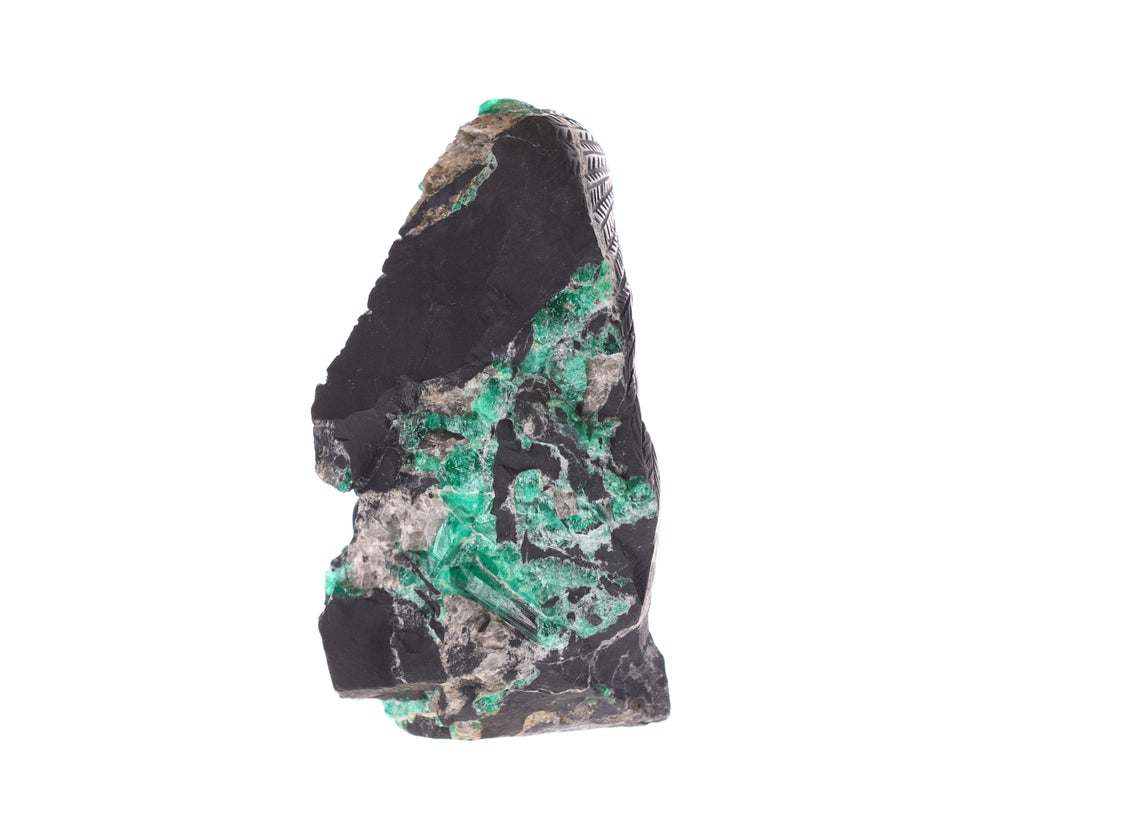 Natural Colombian Emerald Rough Crystal Sculpture with Riffle - Authentic Gemstone for Jewelry Making, Meditation & Home Decor