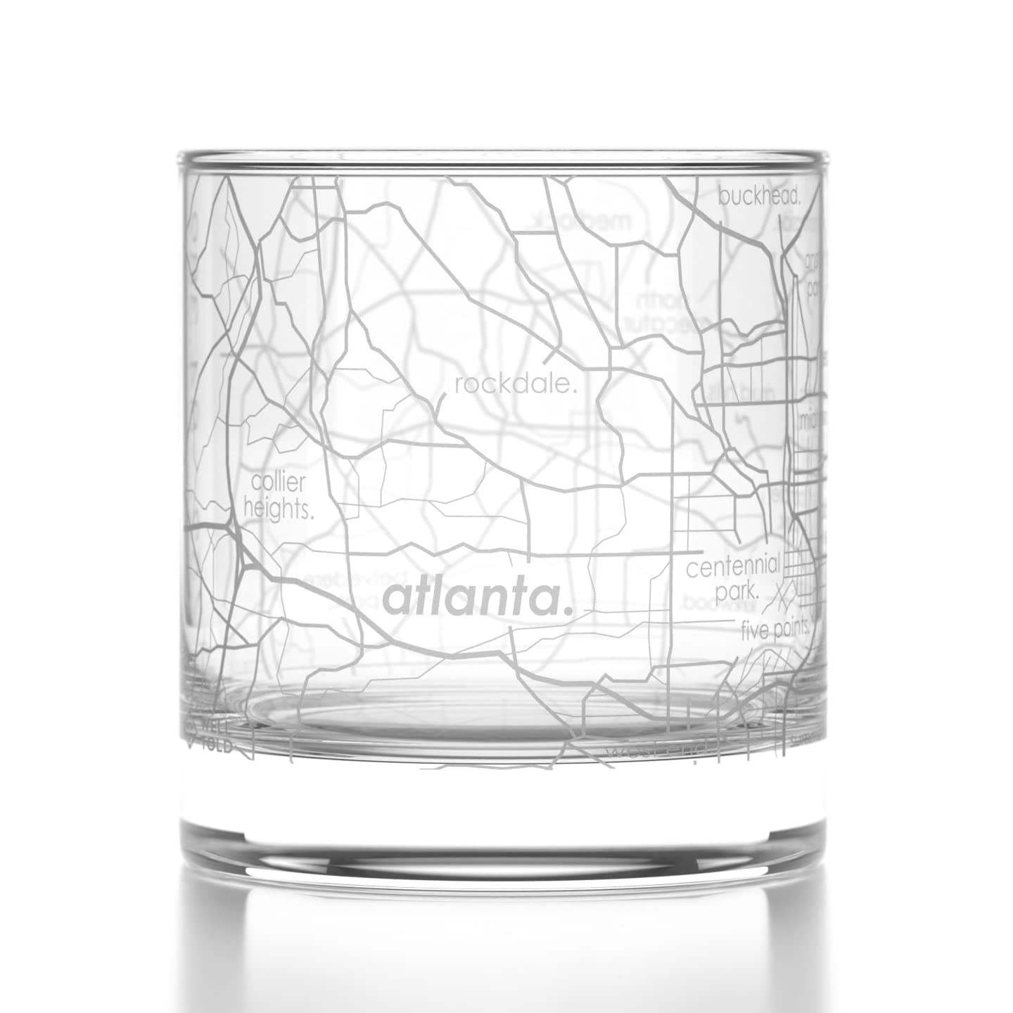 Engraved Atlanta Georgia Map Whiskey Glass - 11 oz Clear Old Fashioned Rocks Glass, Etched Whiskey Gift for Men & Whiskey Lovers - Perfect for Bourbon, Scotch, Cocktails & Home Bar Decor