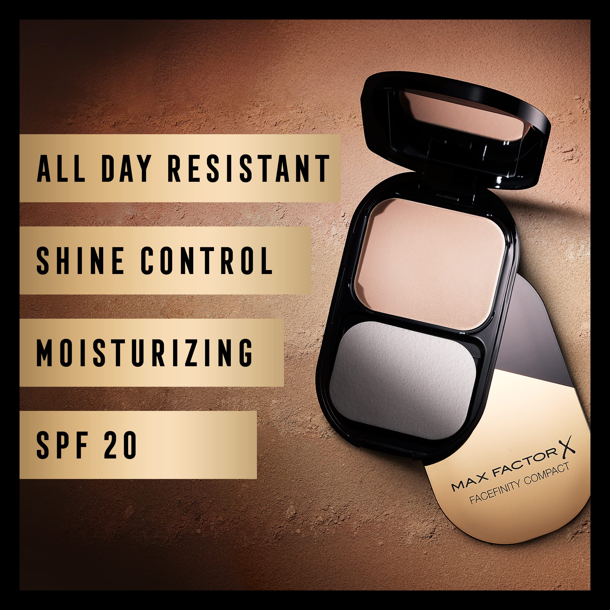 Max Factor FaceFinity All Day Flawless 3-in-1 Foundation Compact Powder - 05 Sand Beige | Oil Control, Long-Lasting Coverage for Oily & Combination Skin | Perfect for Work, Date Night & Special Events