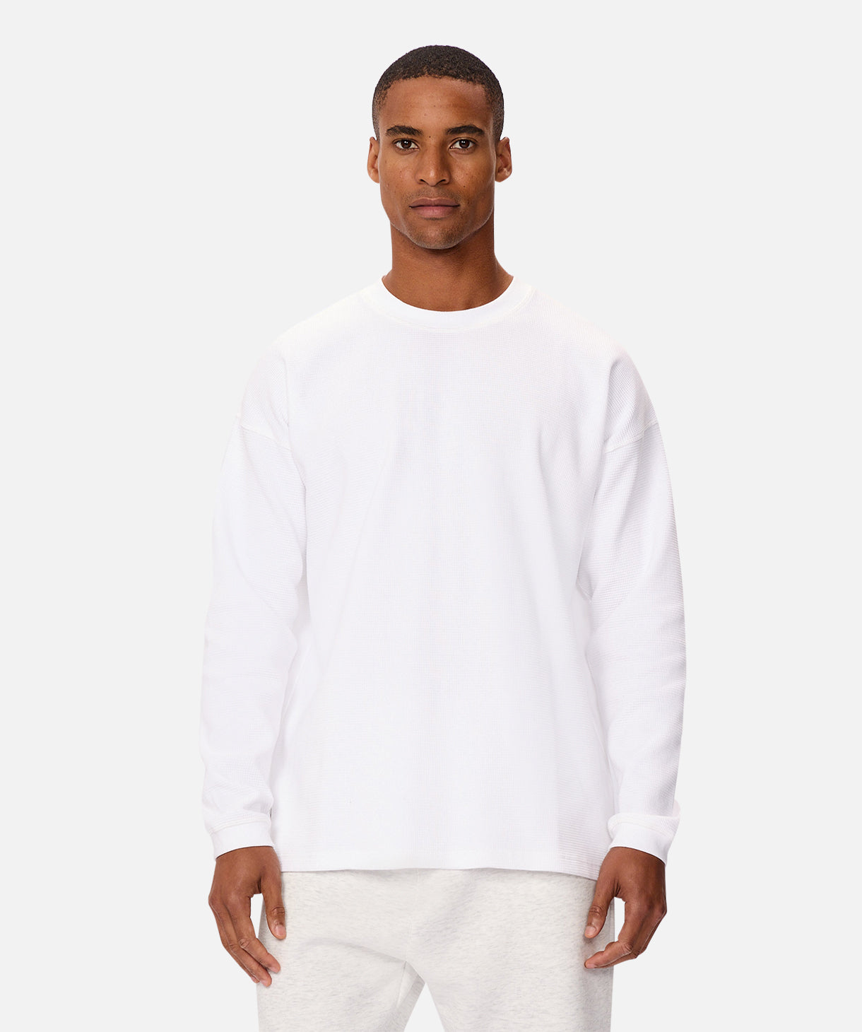 Bridgeport Waffle Long Sleeve T-Shirt in Chalk - Comfortable Casual Wear for Men | Perfect for Everyday Outfits, Layering & Cool Weather