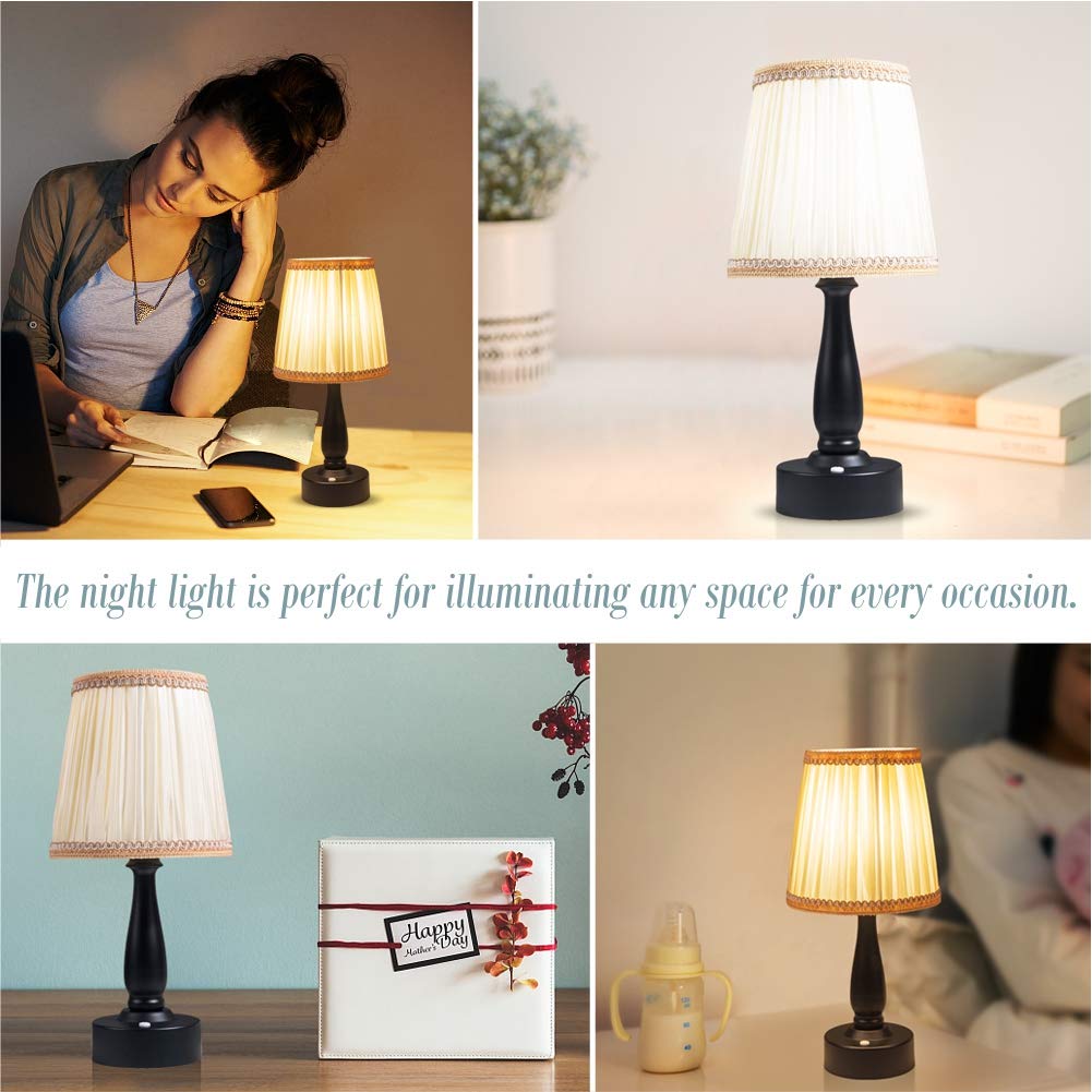 ZEEFO LED Night Light - Battery Operated Portable Bedside Lamp with Remote Control, Warm White Eye Protection, Dimmable for Bedroom, Nursery, Study Room, Hallway (Set of 2) - Perfect for Night Reading, Baby Feeding & Safe Nighttime Navigation