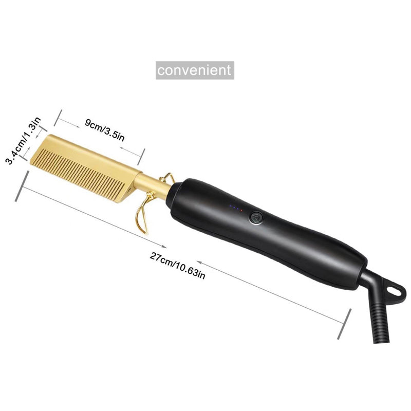 2 in 1 Electric Hot Heating Comb & Hair Straightener - Dual Function Curler for Wet & Dry Hair - Professional Hair Styling Tool for Smooth & Voluminous Looks - Perfect for Home, Travel & Salon Use