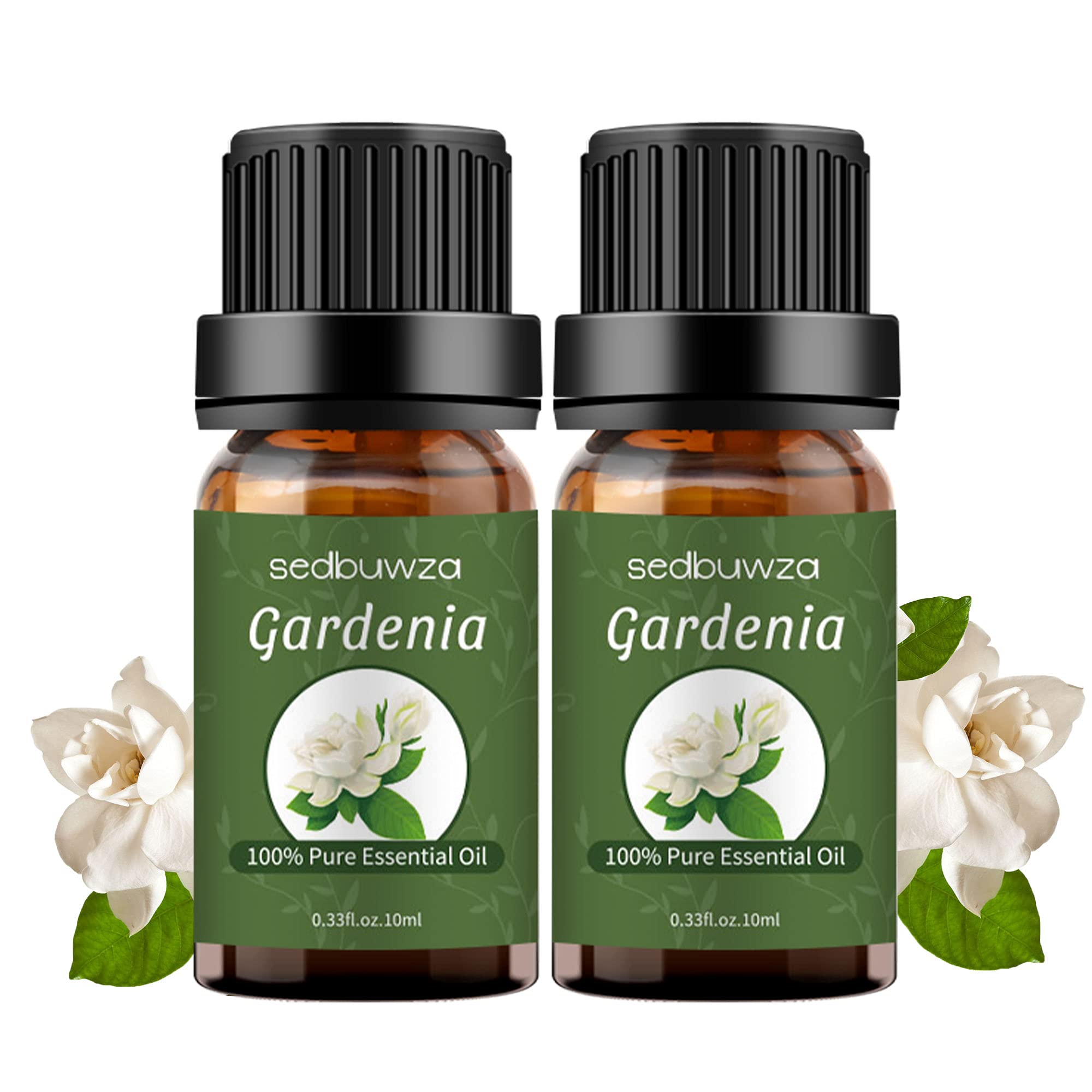 Sedbuwza Gardenia Essential Oil Set - 2 Pack 100% Pure Organic Undiluted Aromatherapy Oils for Massage, Diffuser, Perfume, Soap & Candle Making | Relaxing Scent for Home Spa, Yoga & Meditation