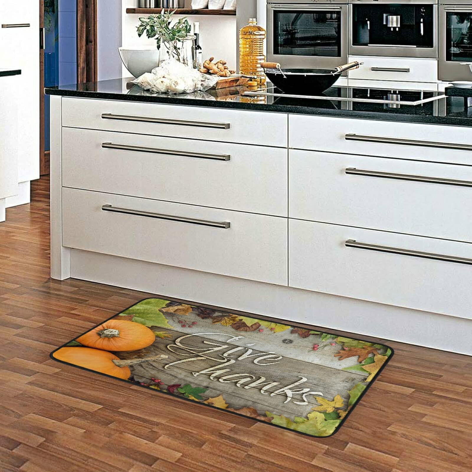 Non-Slip Thanksgiving Kitchen Rug Runner - 39x20 Inch Fall Pumpkin Doormat for Bathroom, Indoor Decor - Perfect for Holiday Gatherings & Cozy Home Entrance