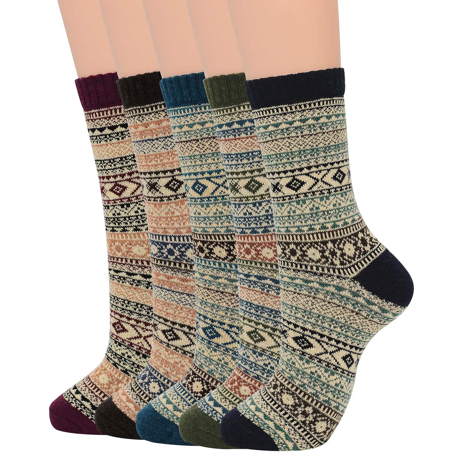 Zando Women's Merino Wool Hiking Socks - Warm Winter Athletic Crew Socks for Women, Soft Thick Mid Calf Socks - Perfect for Outdoor Activities, Hiking, Camping & Cold Weather Comfort