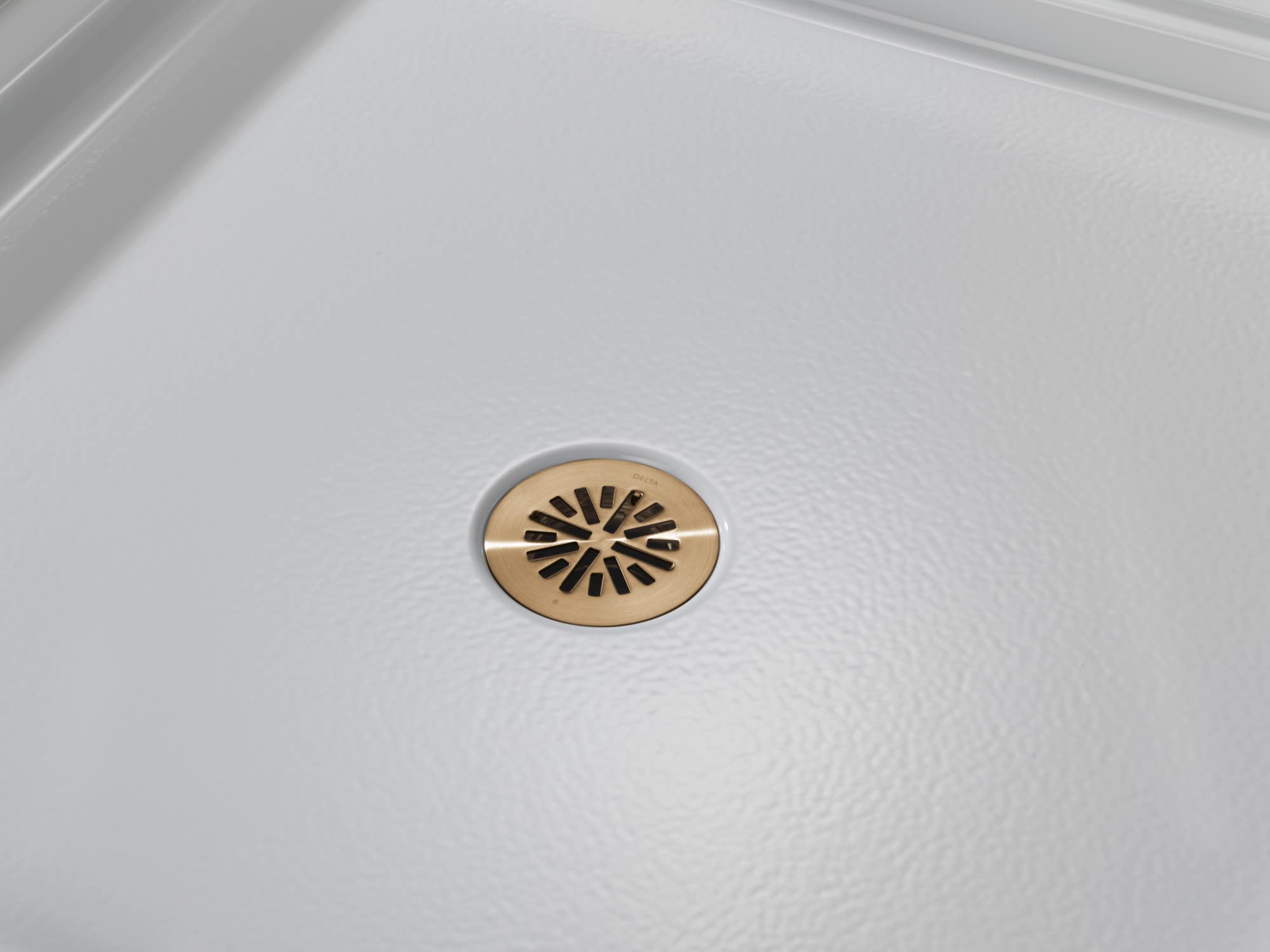 Delta Faucet 4 Inch Round Shower Floor Drain in Gold - Premium Shower Drain Kit with Champagne Bronze Finish (Model DT051411-CZ) - Perfect for Bathroom Renovations and Modern Shower Installations