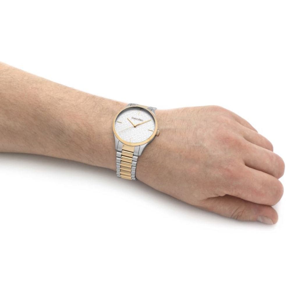 Calvin Klein Unisex Two-Tone Stainless Steel Watch with White Dial - Model 25200167 | Perfect for Casual Wear, Office & Special Occasions