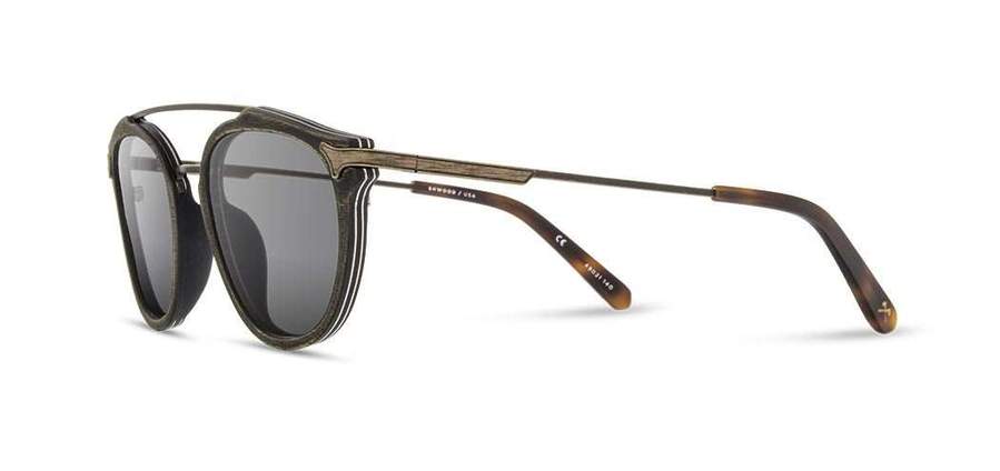 Shwood Kennedy Wood Sunglasses – Distressed Dark Walnut Frame with Grey Polarized Lenses – Stylish & Durable for Outdoor Activities, Driving, and Beach Days
