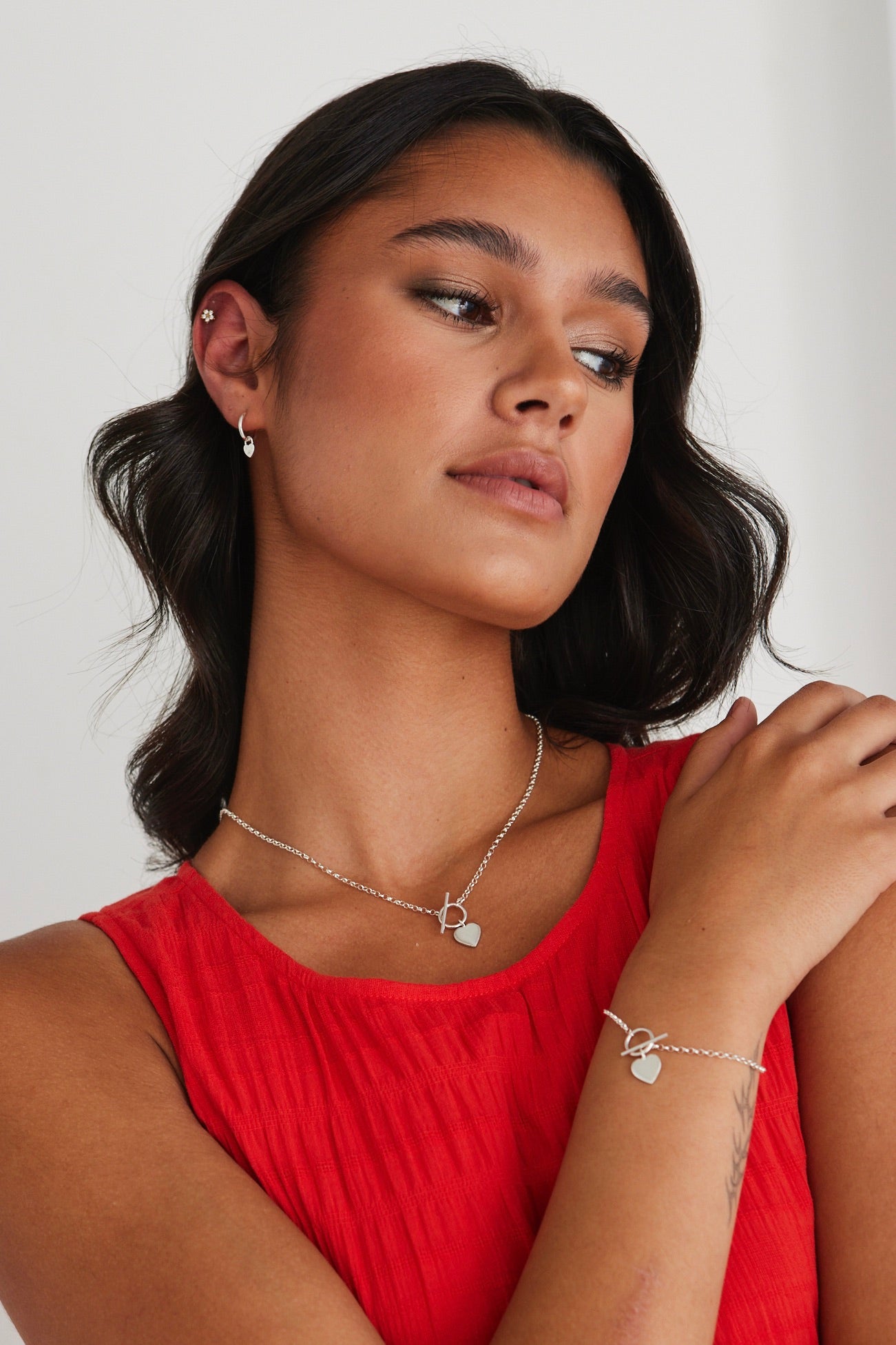 Elegant Heart Fob Silver Necklace for Women - Perfect Gift for Valentine's Day, Anniversary & Special Occasions