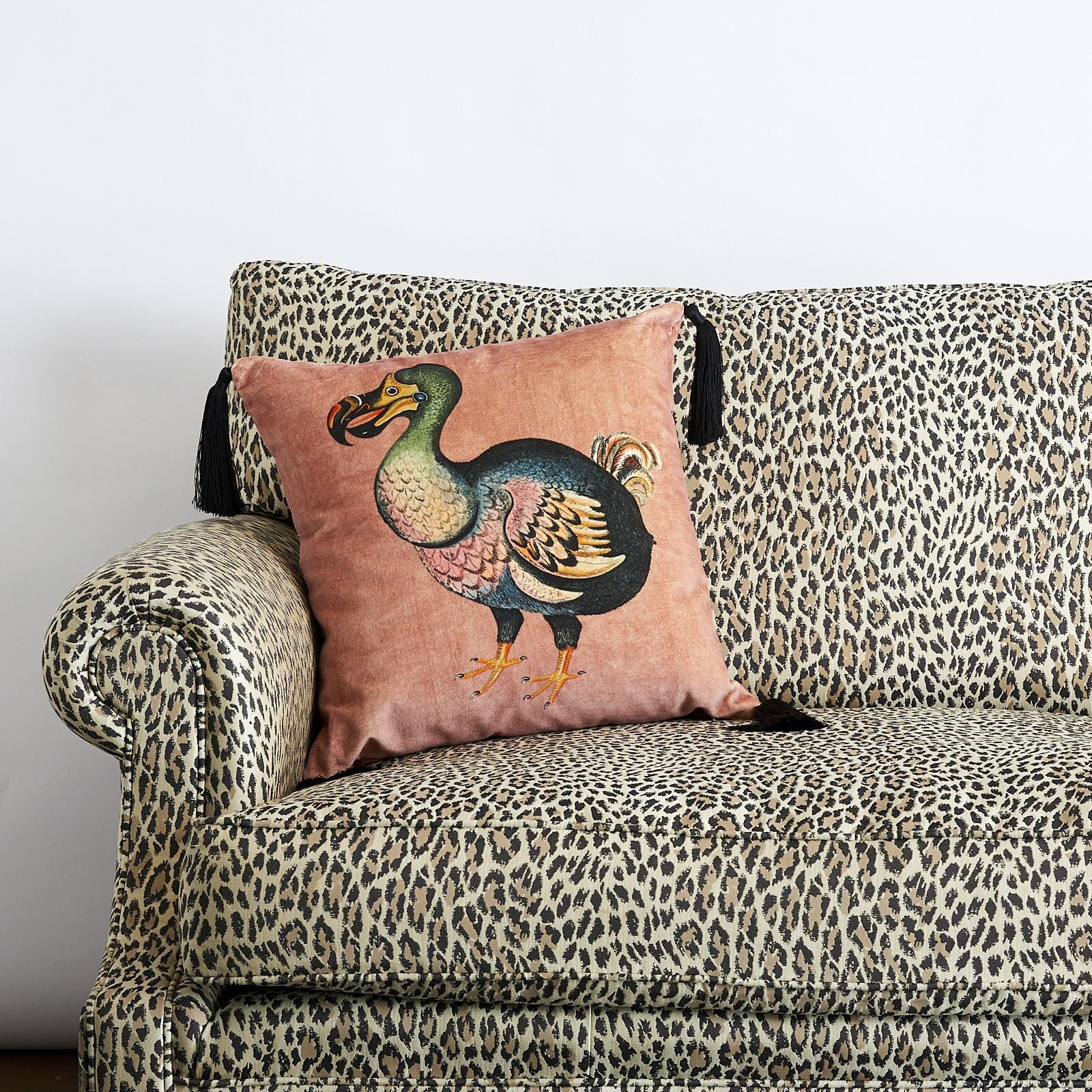 DODO Medium Velvet Tassel Cushion - Soft Decorative Throw Pillow with Tourmaline Beads for Sofa, Bed & Home Decor