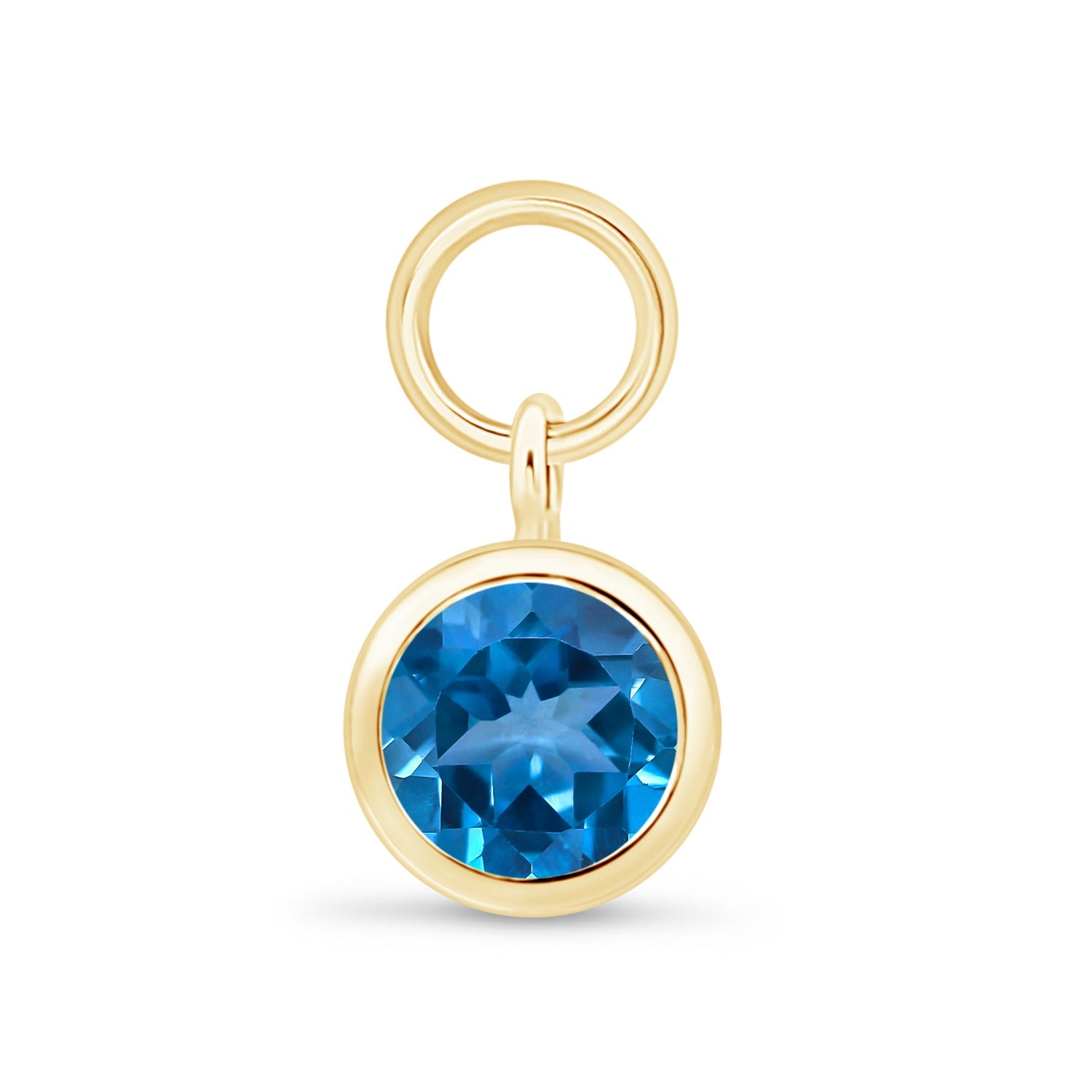 14k Yellow Gold Blue Topaz Bezel Set Hoop Charm Earrings - Elegant Jewelry for Women, Perfect for Parties, Weddings & Everyday Wear