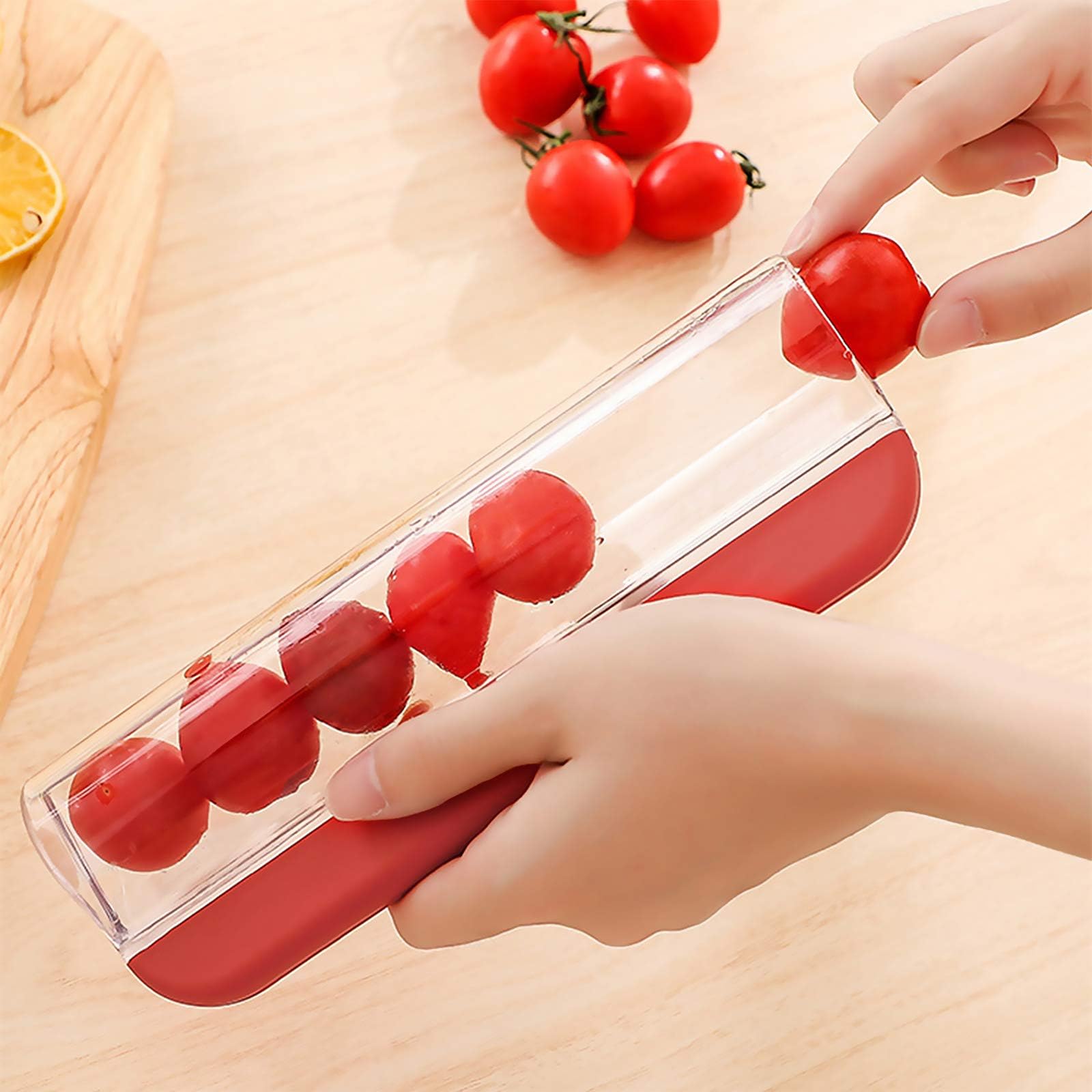 Premium Stainless Steel Fruit Slicer - Cherry Grape Tomato Cutter for Fruit Salad, Cake Decorating & Baby Food Prep | Kitchen Gadget for Fast Slicing (7.5