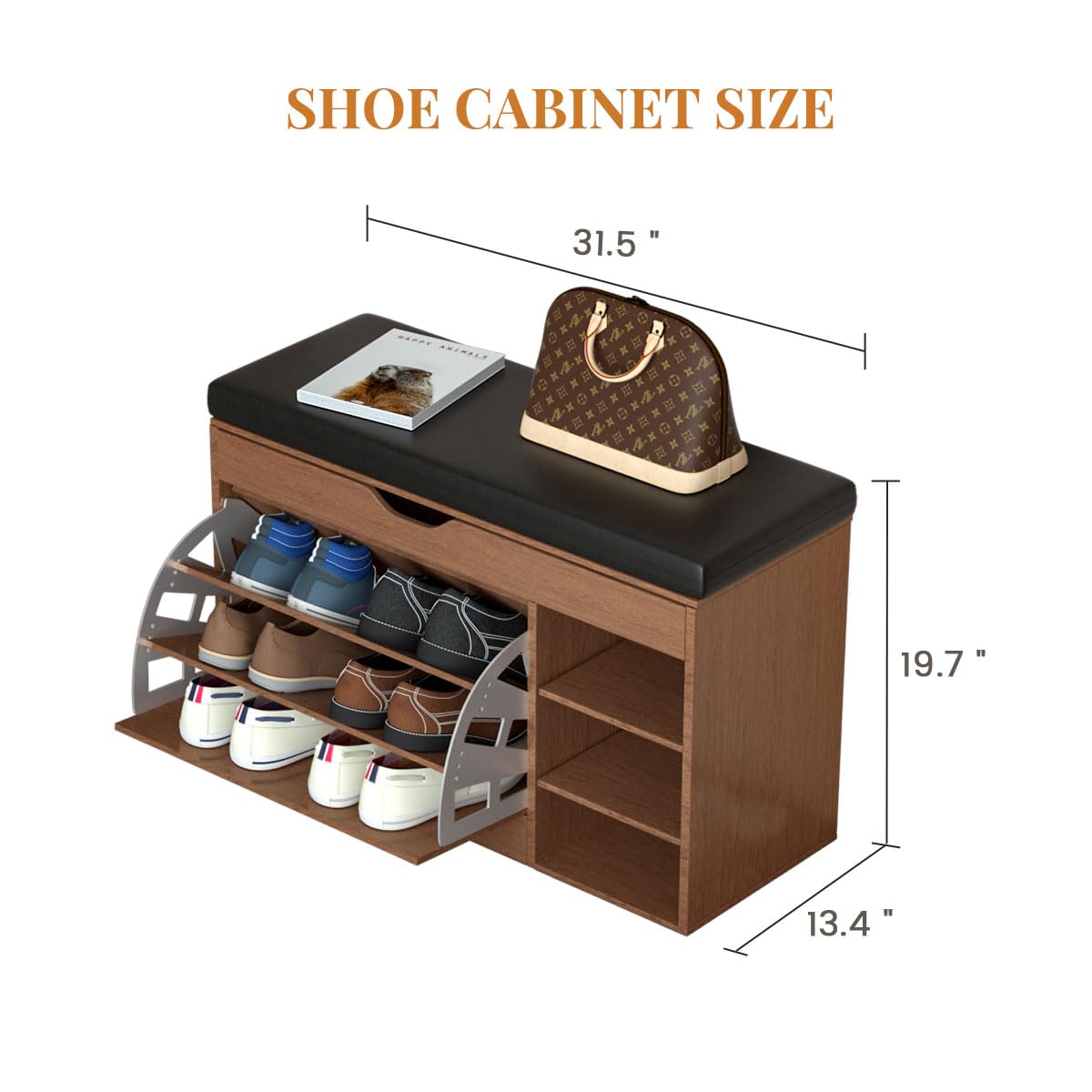 3-Tier Shoe Storage Cabinet with Sitting Stool - Entryway Shoe Rack & Bench for Home, Apartment | Perfect for Organizing Shoes in Hallway, Mudroom or Small Spaces