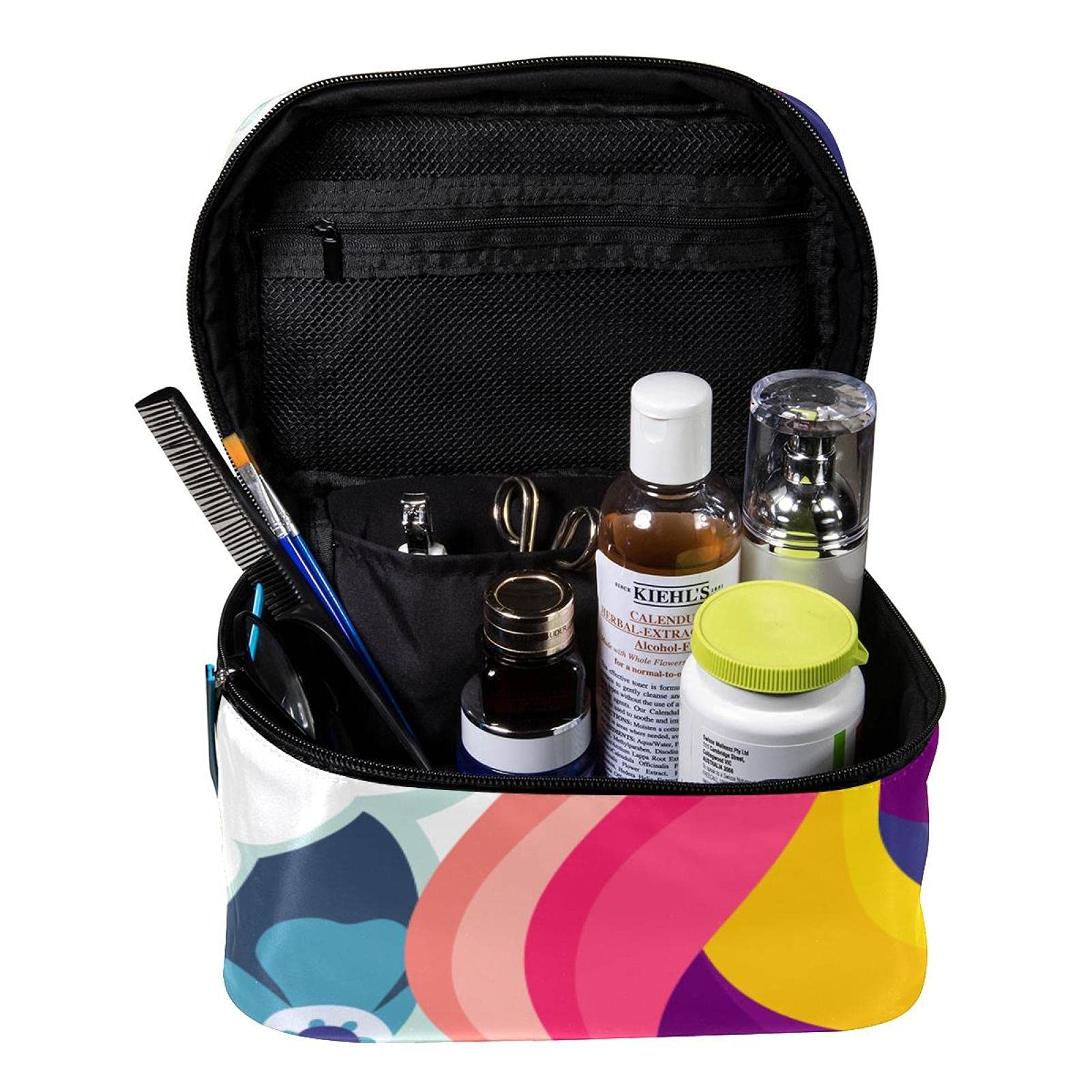 Magic Unicorn Floral Travel Makeup Bag - Large Cosmetic Organizer with Zipper for Women & Girls | Perfect for Travel, Gym, and Daily Beauty Storage