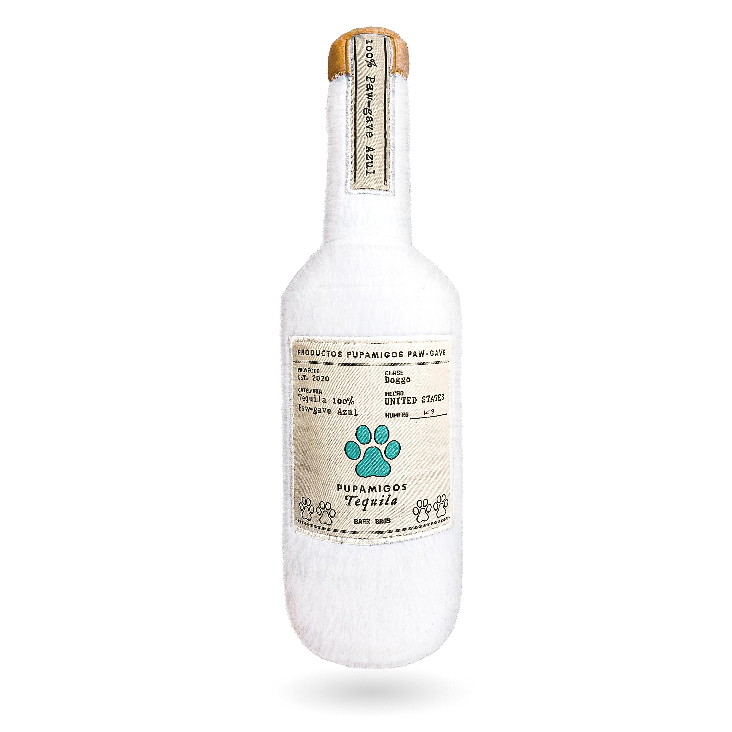 Bark Bros Liquor Bottle Plush Squeaky Dog Toy - Funny Alcohol Parody Pet Chew Toy for Large Dogs - Perfect Puppy Birthday Gift & Dog Stuff (Pupamigos Collection) - Great for Playtime, Training Rewards & Cute Photo Props