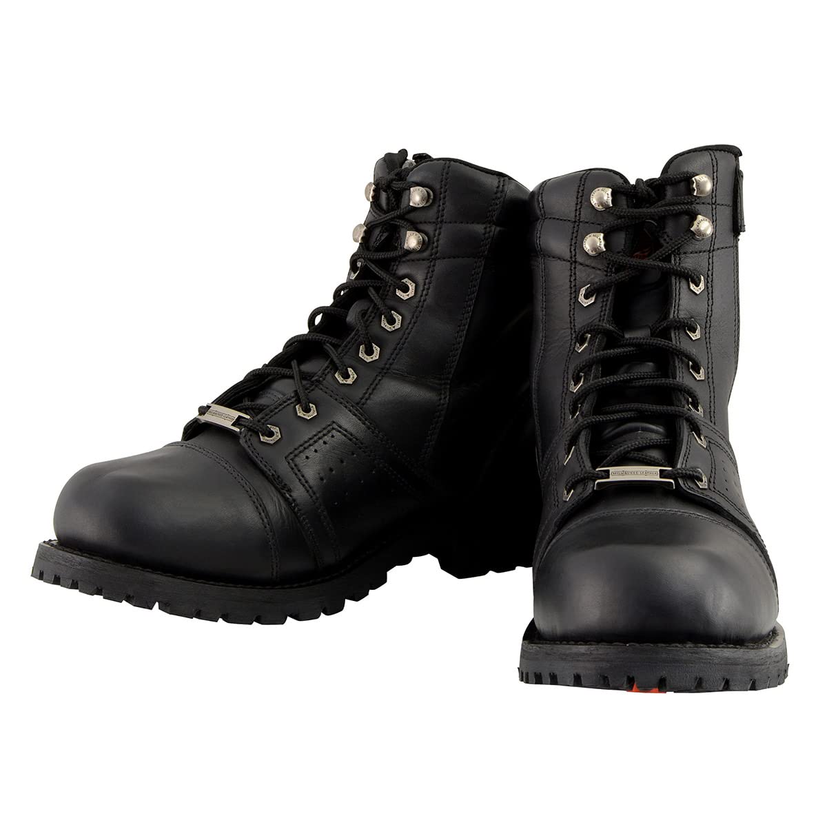 Milwaukee Leather MBM9000 Men's Black Motorcycle Boots - Lace-Up & Side Zipper Riding Boots for Bikers | Durable Leather Biker Footwear for Cruiser, Touring & Daily Riding