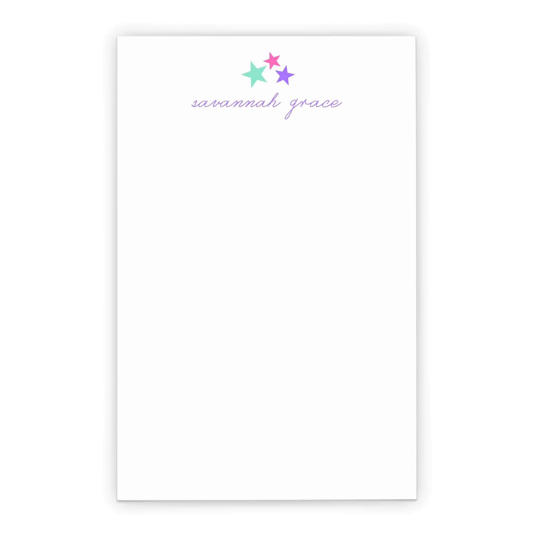 Personalized Star Notepad Set for Girls - 3 Pack Custom Notebooks, 5.5x8.5 Inch Writing Pad with 50 Sheets - Cute Stationery for School, Journaling & Gift Giving