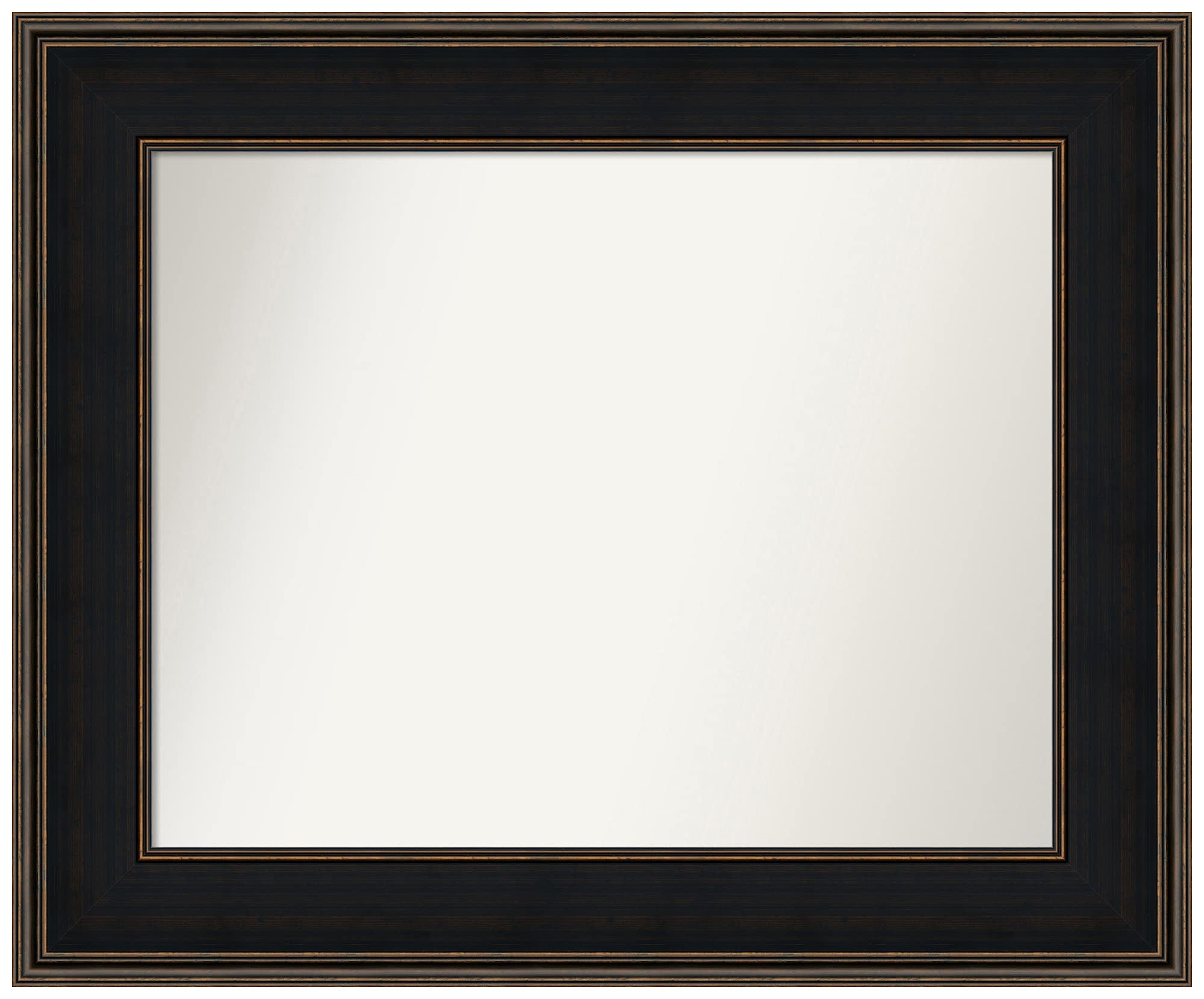 Amanti Art Non-Beveled Custom Wall Mirror 28.5x34.5 Inches - Mezzanine Espresso Frame - Bathroom, Living Room, Bedroom Decor - Black & Brown Finish - Various Sizes Available