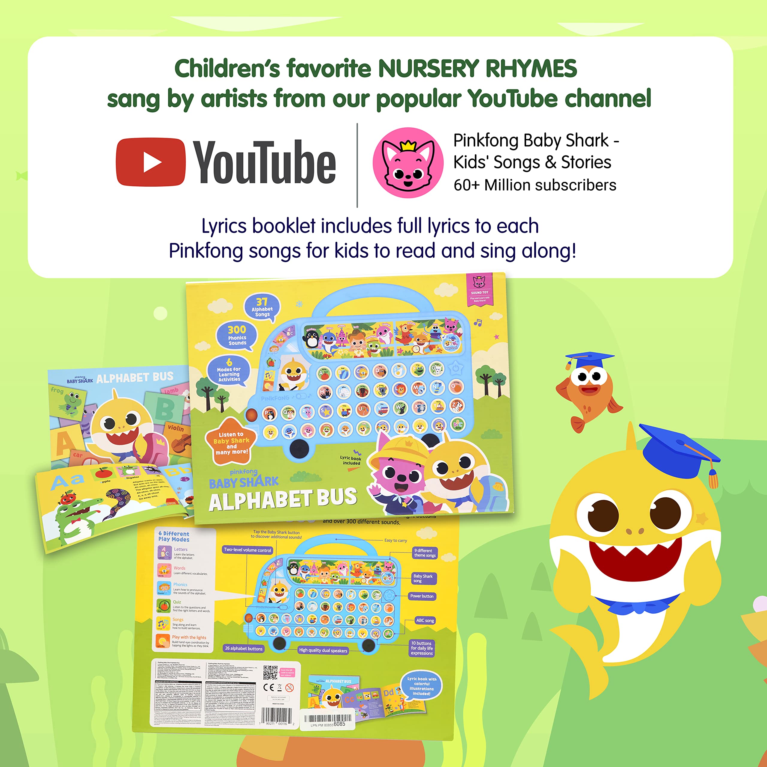 Pinkfong Baby Shark ABC Alphabet Bus Sound Pad - Interactive Learning & Educational Toy for Toddlers 1-3 | Fun Baby Shark Books & Toys | Perfect Gift for Boys & Girls | Ideal for Preschool Learning & Playtime Activities