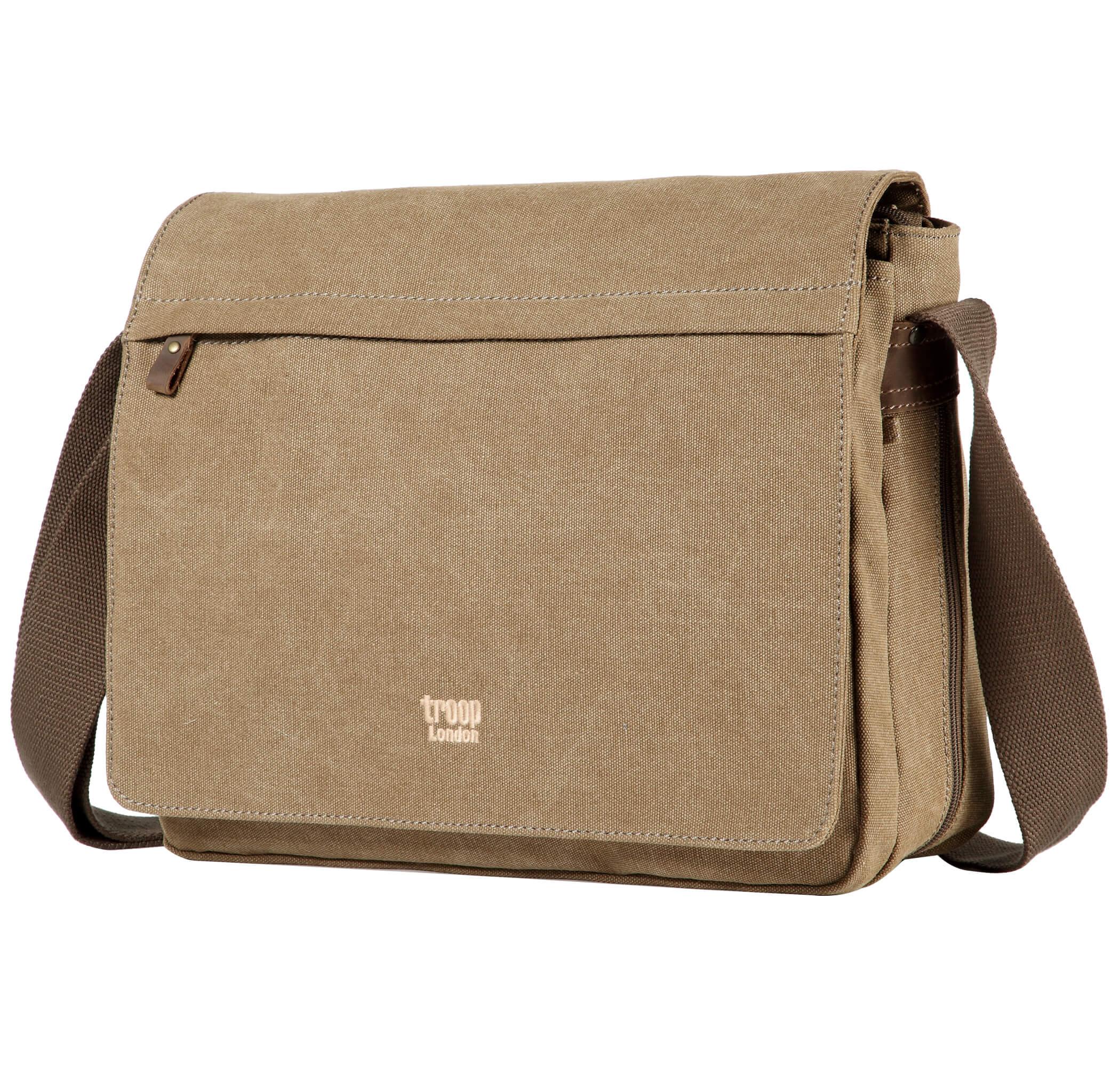 TRP0240 Troop London Classic Canvas Laptop Messenger Bag 16.5 Inch - Stylish Work & College Commuter Bag for Men & Women