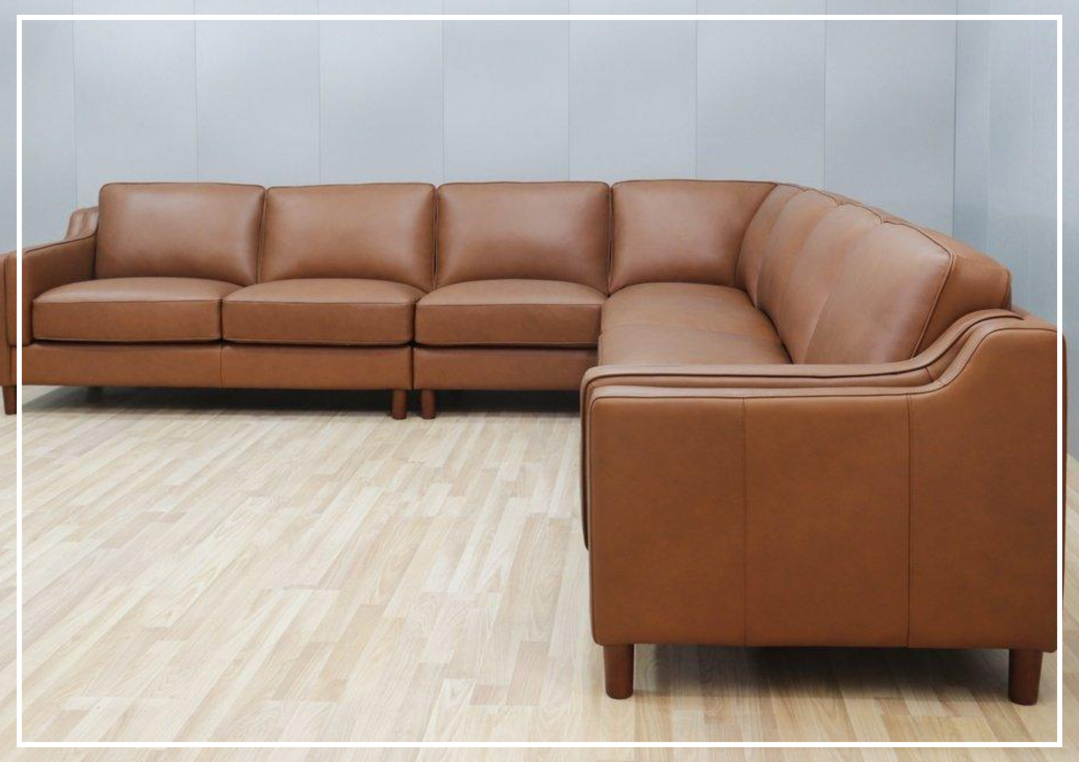 Hydeline Bella L-Shaped Brown Leather Sectional Sofa - Modern Reclining Couch for Living Room, Home Theater & Office - Soft Genuine Leather, Spacious Seating, Stylish Comfort