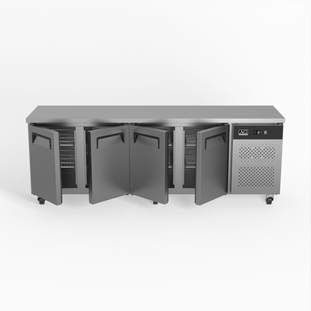 AG 4-Door Commercial Refrigerator - Stainless Steel Worktop & Under Counter Fridge for Restaurants, Bars, and Catering Businesses - Perfect for Food Storage, Beverage Cooling, and Kitchen Organization