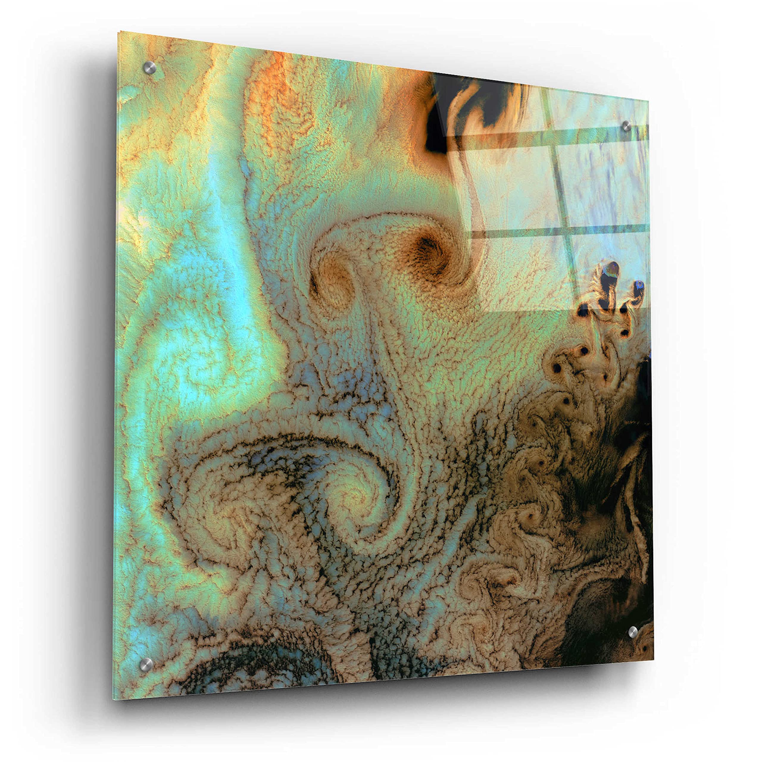 Earth as Art: Von Karman Vortices Acrylic Glass Wall Decor - 24x24 Inch Modern Abstract Art Print for Living Room, Office & Bedroom