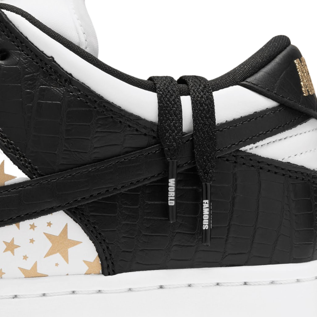 Nike SB Dunk Low Supreme Stars White Black Metallic Gold Sneakers (2021) - Men's Skateboarding Shoes for Streetwear & Casual Fashion