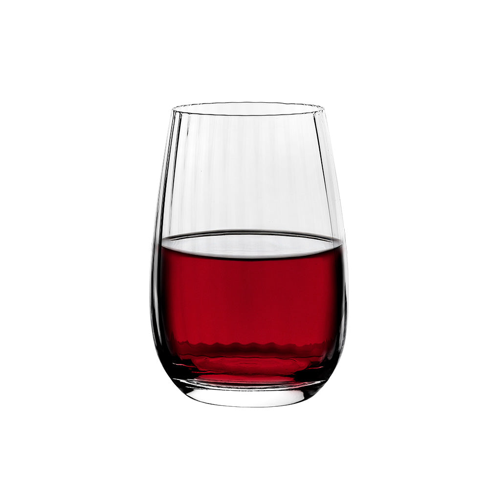 Serene Stemless Wine Glasses Set of 4 - 370ml (12.5oz) Unbreakable Crystal Clear Glassware for Red Wine, Cocktails, Juice - Perfect for Dinner Parties, Weddings, Home Bars & Gifts