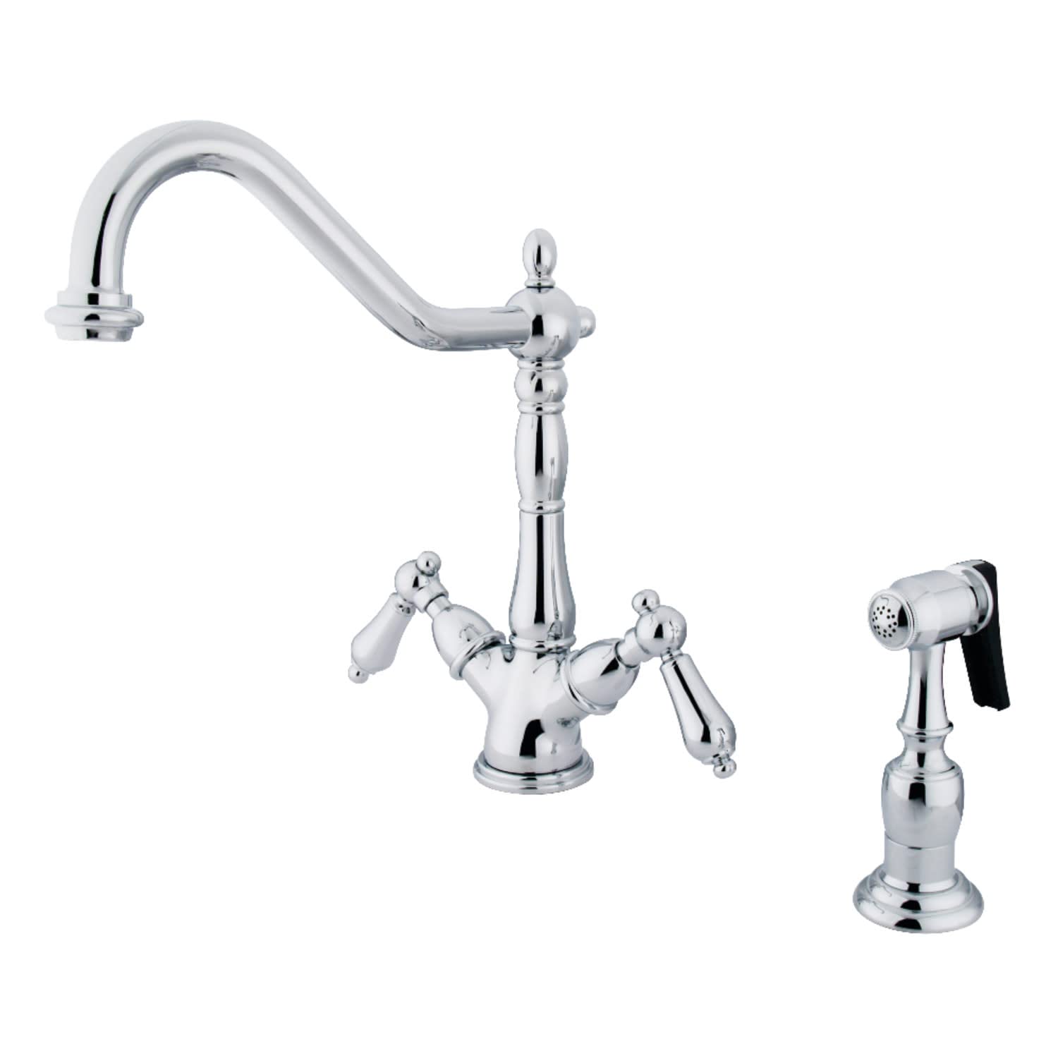 Kingston Brass KS1231ALBS Heritage Kitchen Faucet 8-9/16 Inch Polished Chrome - Perfect for Farmhouse & Traditional Style Kitchens