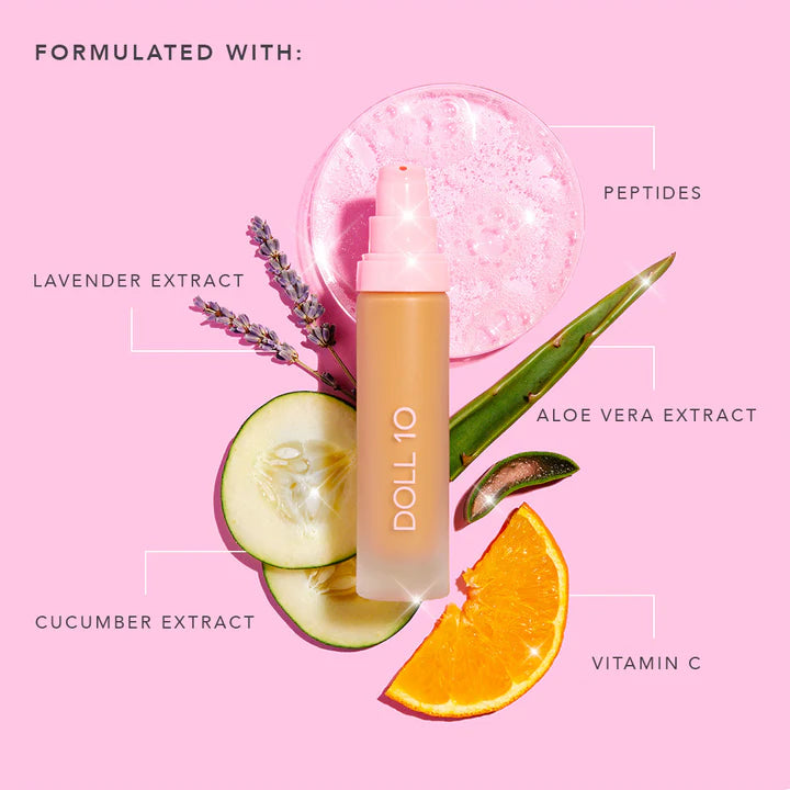 Doll 10 TCE Super Coverage Serum Makeup with Peptides - Full Face Foundation for Flawless Coverage | Perfect for Daily Wear & Special Occasions