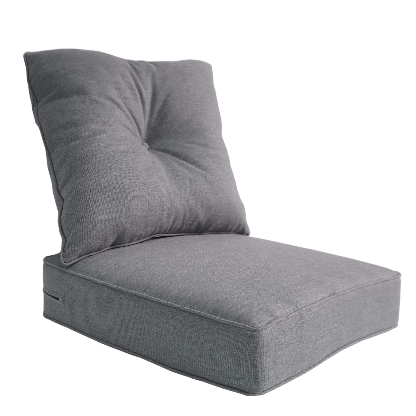 BOSSIMA Indoor Outdoor Deep Seat Chair Cushion Set - Spring Summer Seasonal Replacement Cushions (Olefin Light Grey) - Perfect for Patio, Deck, Porch & Living Room Furniture