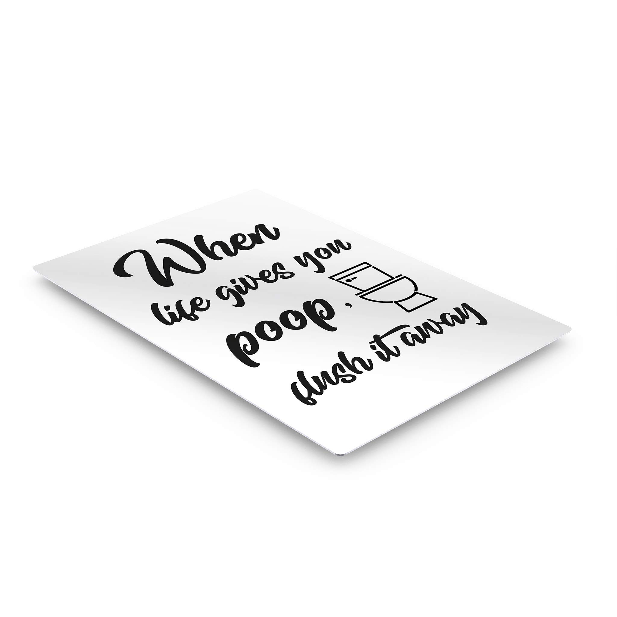 Funny Bathroom Wall Art - 'When Life Gives You Poop, Flush It Away' Metal Print Toilet Sign | 24x16 Inches | Ready to Hang | Made in USA | Perfect for Bathroom Decor, Housewarming Gifts & Humorous Home Office