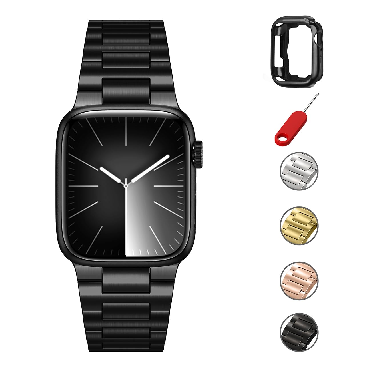 Stainless Steel Apple Watch Band Compatible with Series 9/8/7/6/5/4/3/2/1/SE/SE2 - 38mm 40mm 41mm Metal Watch Strap for Women & Men - Perfect for Business, Office and Formal Occasions