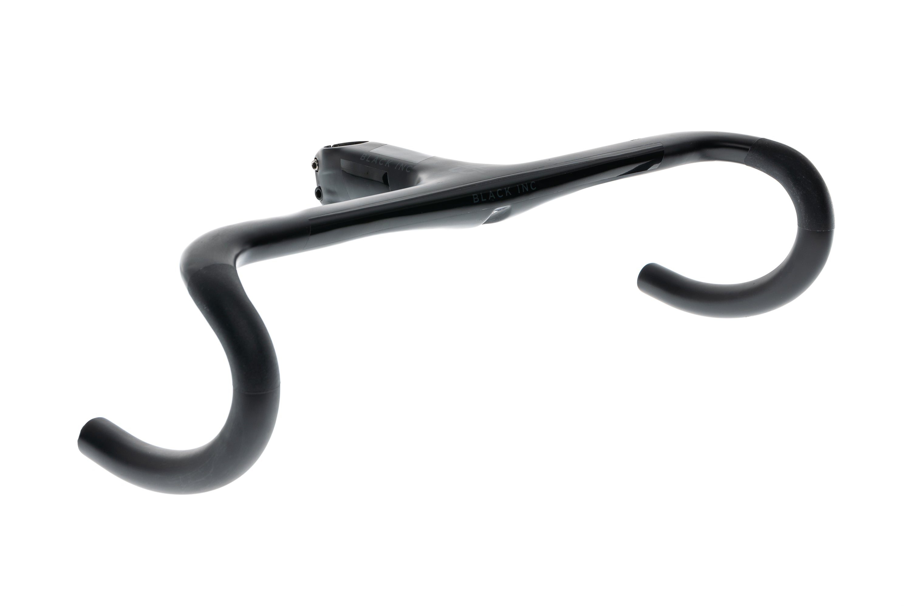 Black Inc Integrated Carbon Fiber Barstem Handlebar 44cm x 130mm - Lightweight Aero Road Bike Handlebar for Racing & Performance Cycling