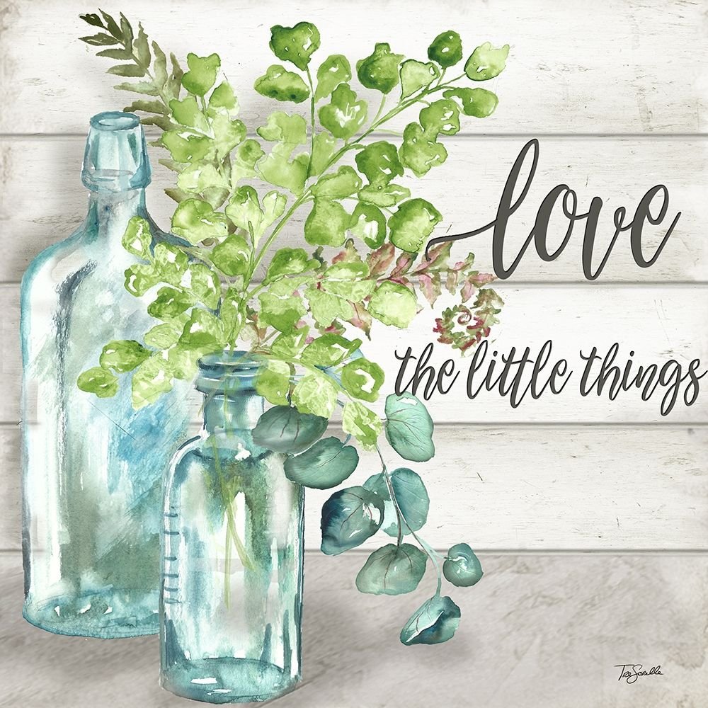 Vintage Bottles and Ferns Square Poster Print by TRE Sorelle Studios - 24x24 Inches Wall Art Decor for Living Room, Bedroom, Office & Cafe