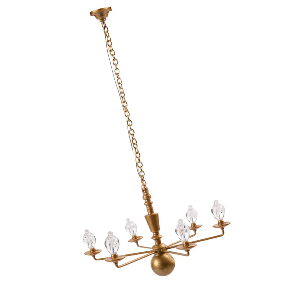 Happyyami Mini LED Chandelier - 12V Dimmable Ceiling Pendant Light for Dollhouse, Ho Scale Buildings & Party Decor | Vintage Style Lighting for Bedroom, Dining Room & Wedding Decorations