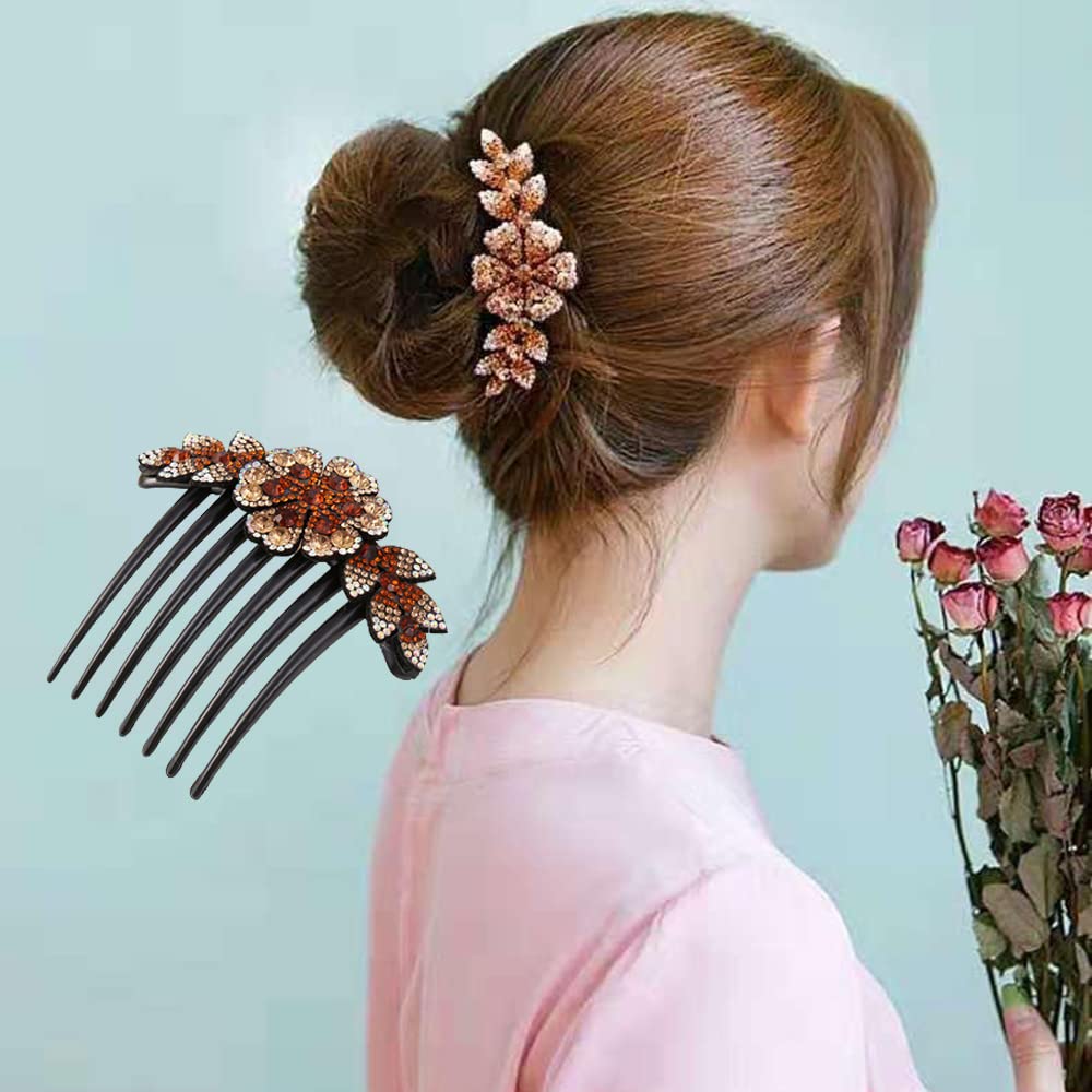 Yusier 2 PCS Crystal Pearl Rhinestone Hair Combs for Women - Elegant Bridal Wedding Hair Accessories - Perfect for Updos, Side Hairstyles & Special Occasions
