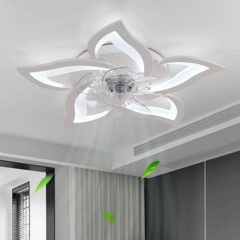 Petal Shape LED White Fan Light - Energy Efficient Ceiling Fan with Light for Bedroom, Living Room, and Office - Modern Home Decor Lighting Solution