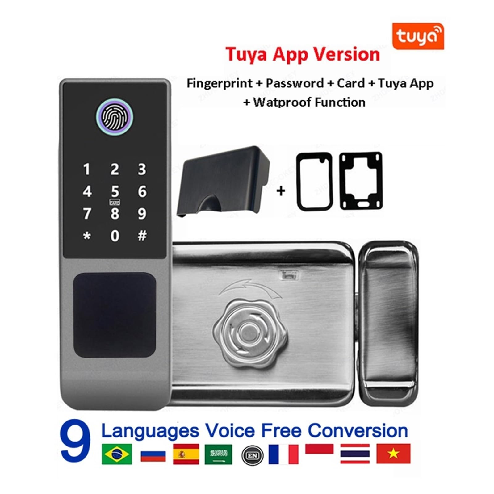 Tuya Smart WiFi Fingerprint Lock - Waterproof Digital Keypad with Remote App Control for Outdoor Gates & Home Security (Single Tuya) - Perfect for Front Doors, Backyard Entries & Vacation Homes