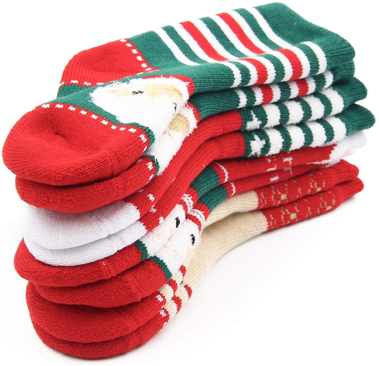 **6 Pack Boys Winter Socks - Warm Thermal Terry Crew Socks for Kids, Cold Weather & Outdoor Activities**