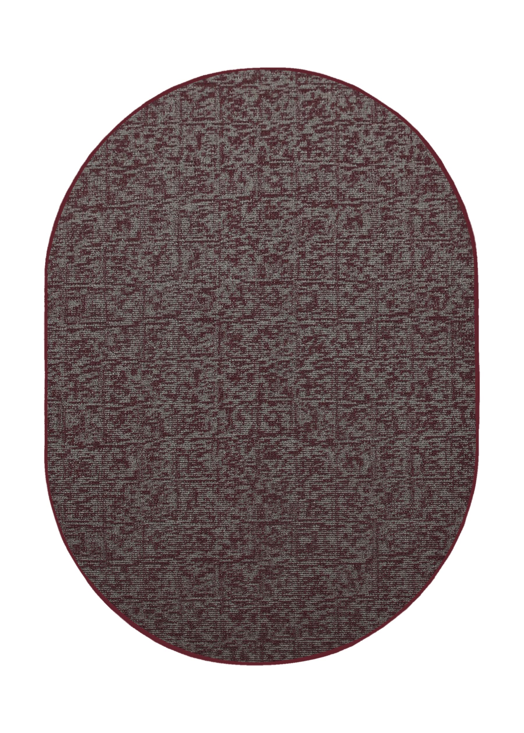 Custom Size Burgundy 6' x 8' Oval Indoor/Outdoor Area Rugs - Soft Ambient Rugs for Living Room, Patio & Bedroom Decor