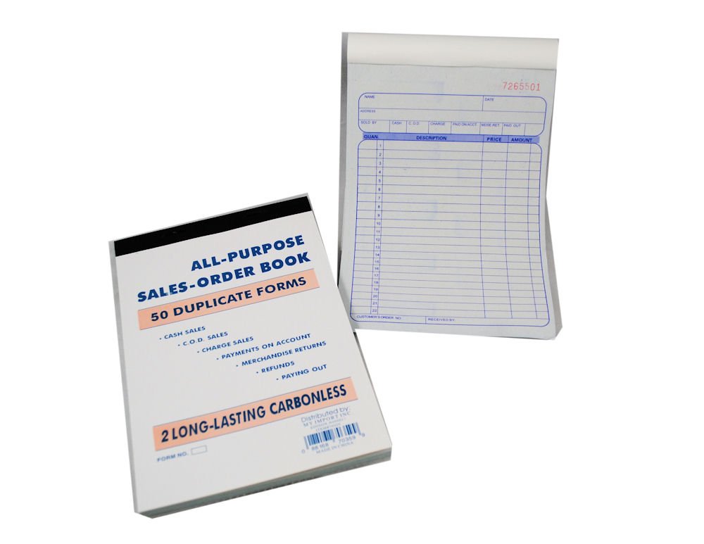 2-Pack All Purpose Invoice & Sales Order Books - 100 Pages Total (2 Books of 50 Pages Each) for Small Business, Retail & Office Use