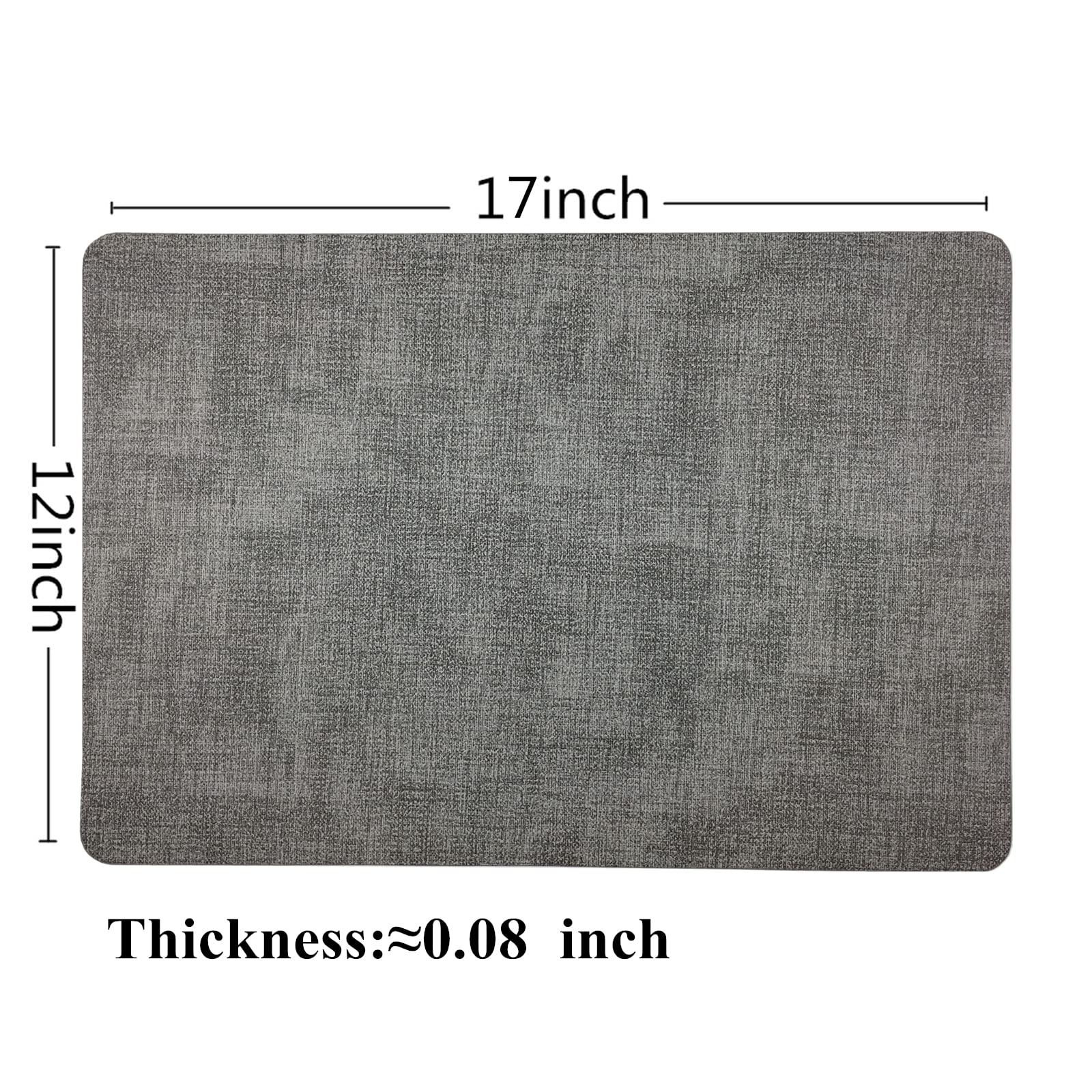 WAZAIGUR Waterproof Heat-Resistant Thick Faux Leather Placemats - Set of 4 Washable Light Gray Table Mats for Dining, Kitchen & Office Use